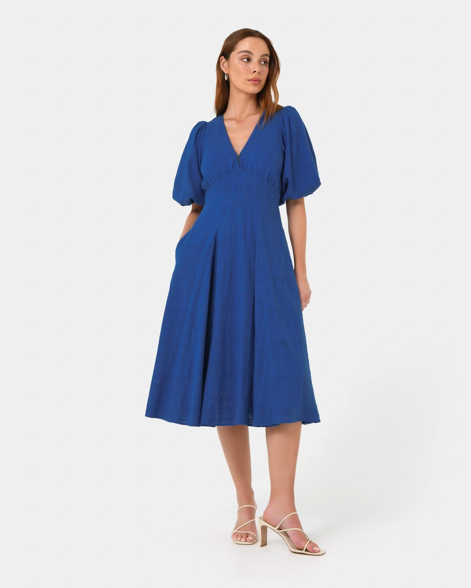 Forcast Clothing - Iris Puff Sleeve Midi Dress