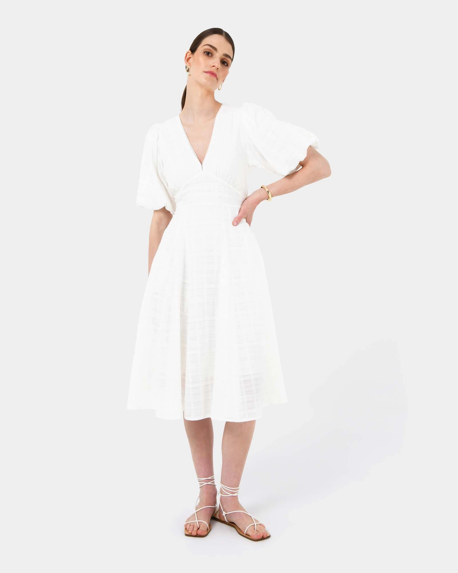 Forcast Clothing - Iris Puff Sleeve Midi Dress