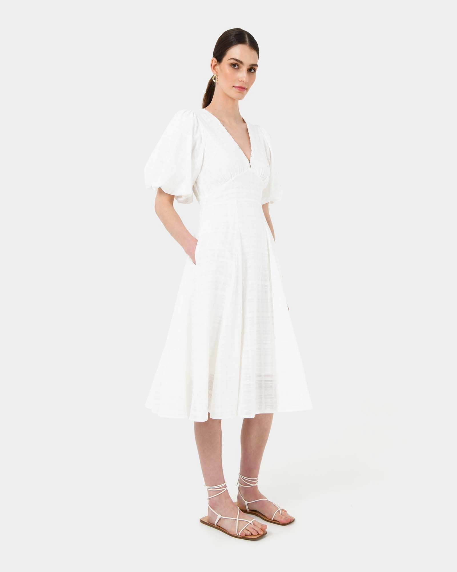 Forcast Clothing - Iris Puff Sleeve Midi Dress