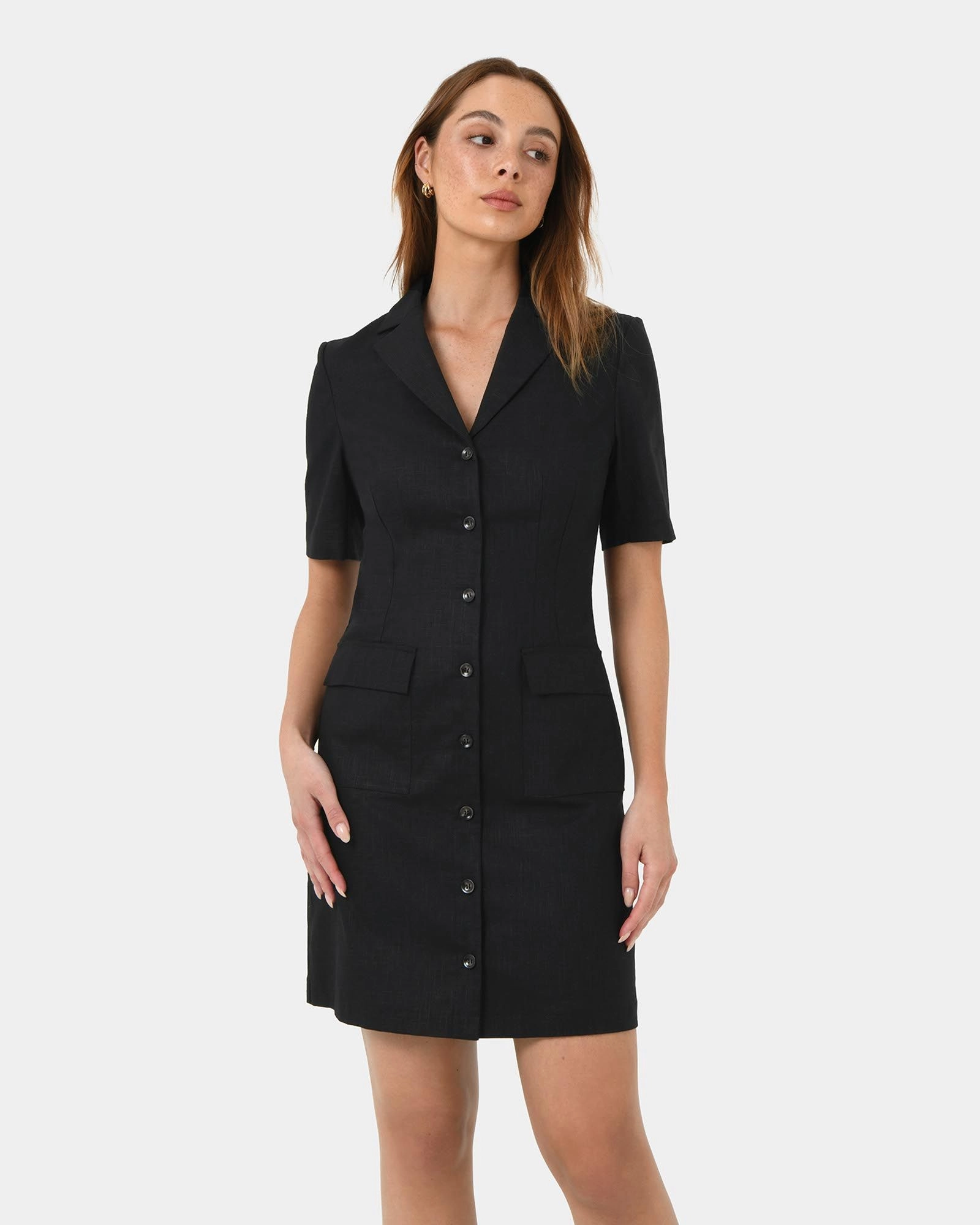 Forcast Clothing - Nia Button Linen Dress