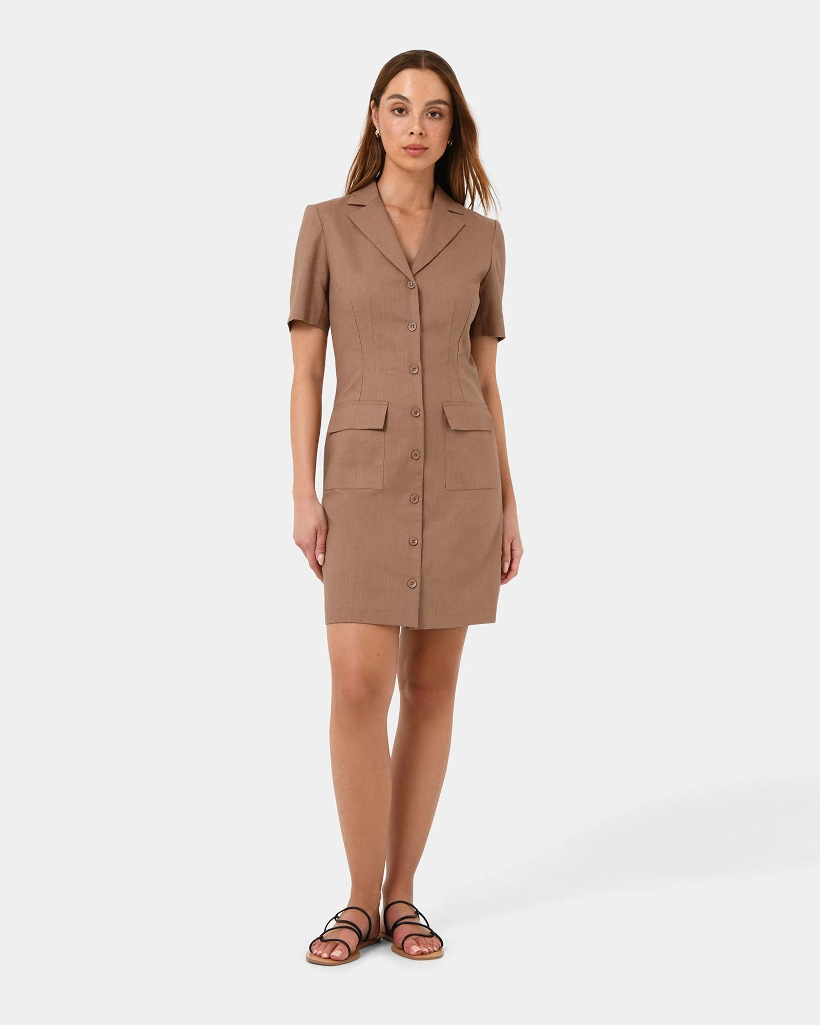 Forcast Clothing - Nia Button Linen Dress