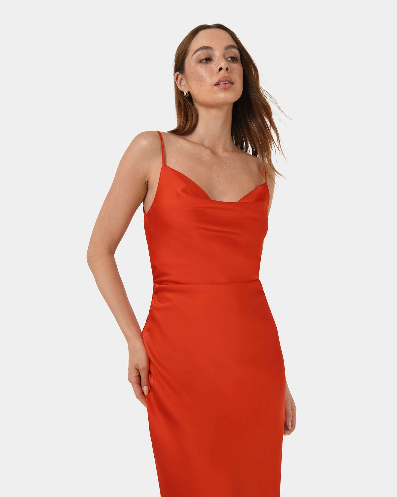 Forcast Clothing - Mae Side Ruched Satin Dress