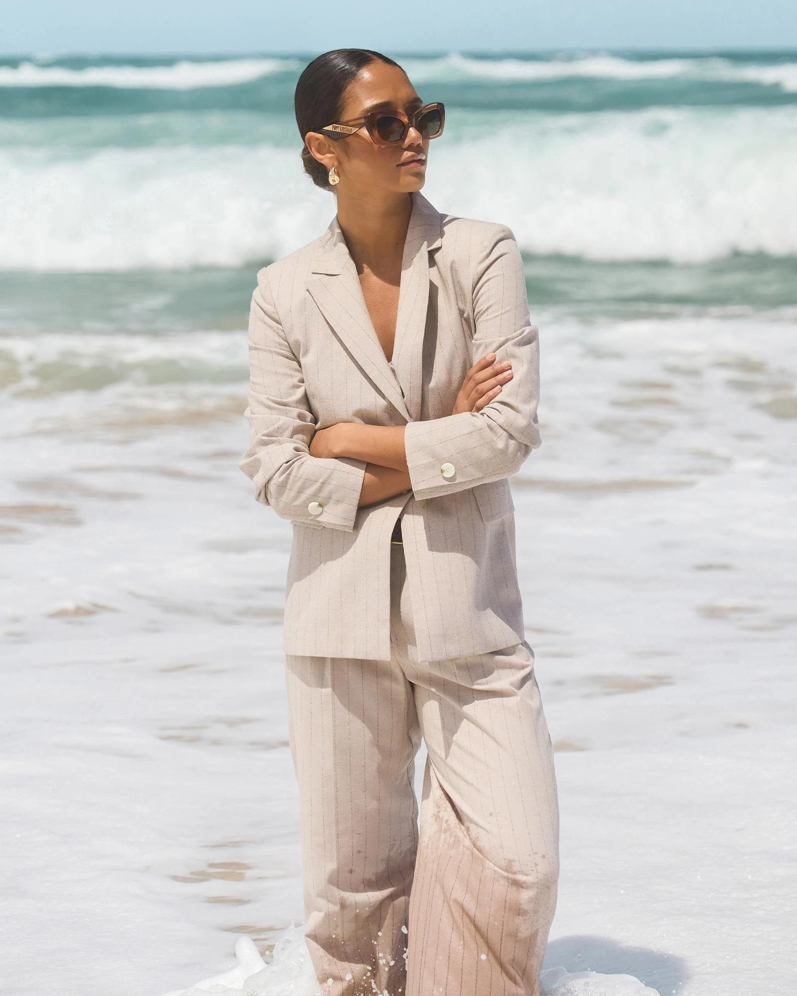 Forcast Clothing - Ria Stripe Cotton Blend Jacket 