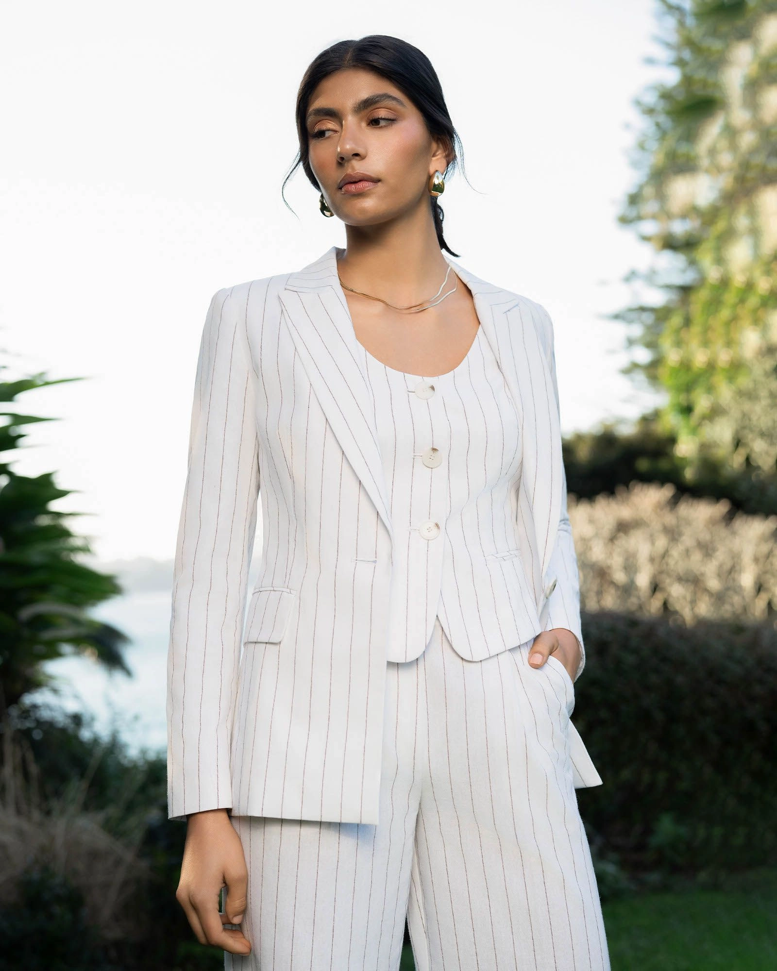 Forcast Clothing - Ria Stripe Cotton Jacket