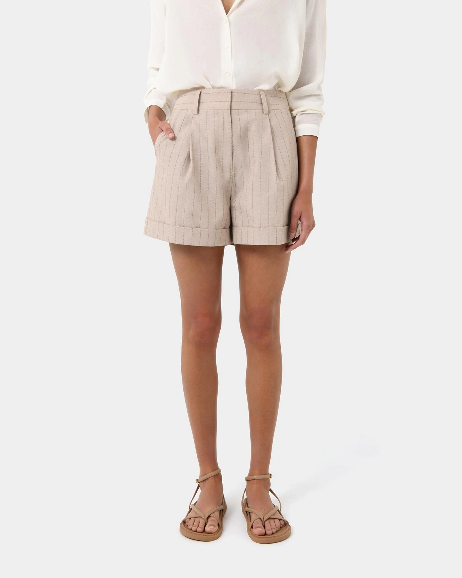 Forcast Clothing - Ria Stripe Cotton Shorts