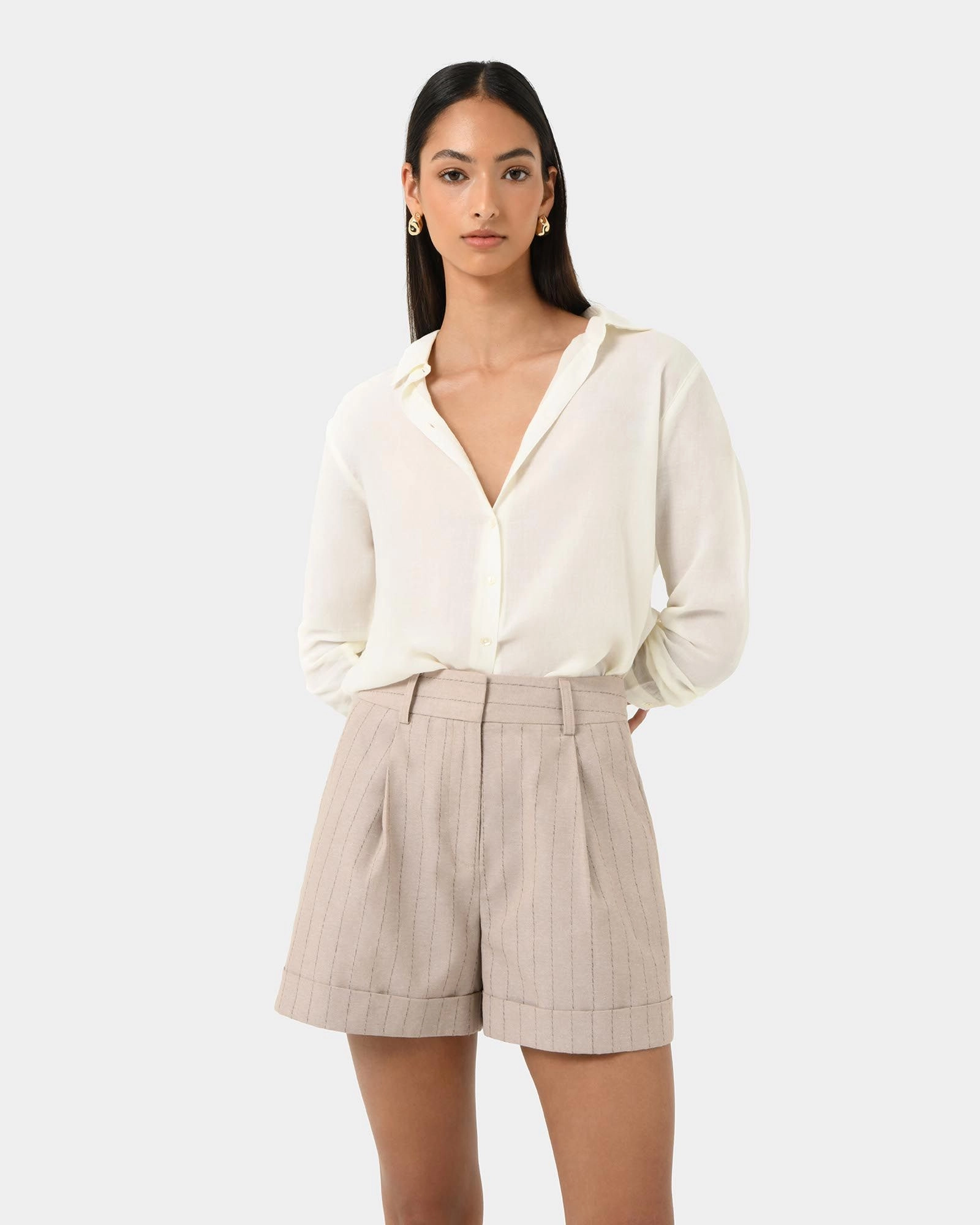 Forcast Clothing - Ria Stripe Cotton Shorts