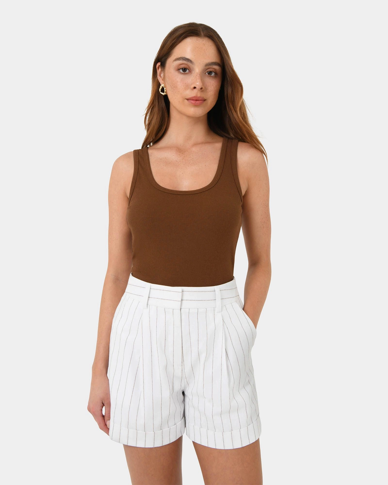 Forcast Clothing - Ria Stripe Cotton Shorts