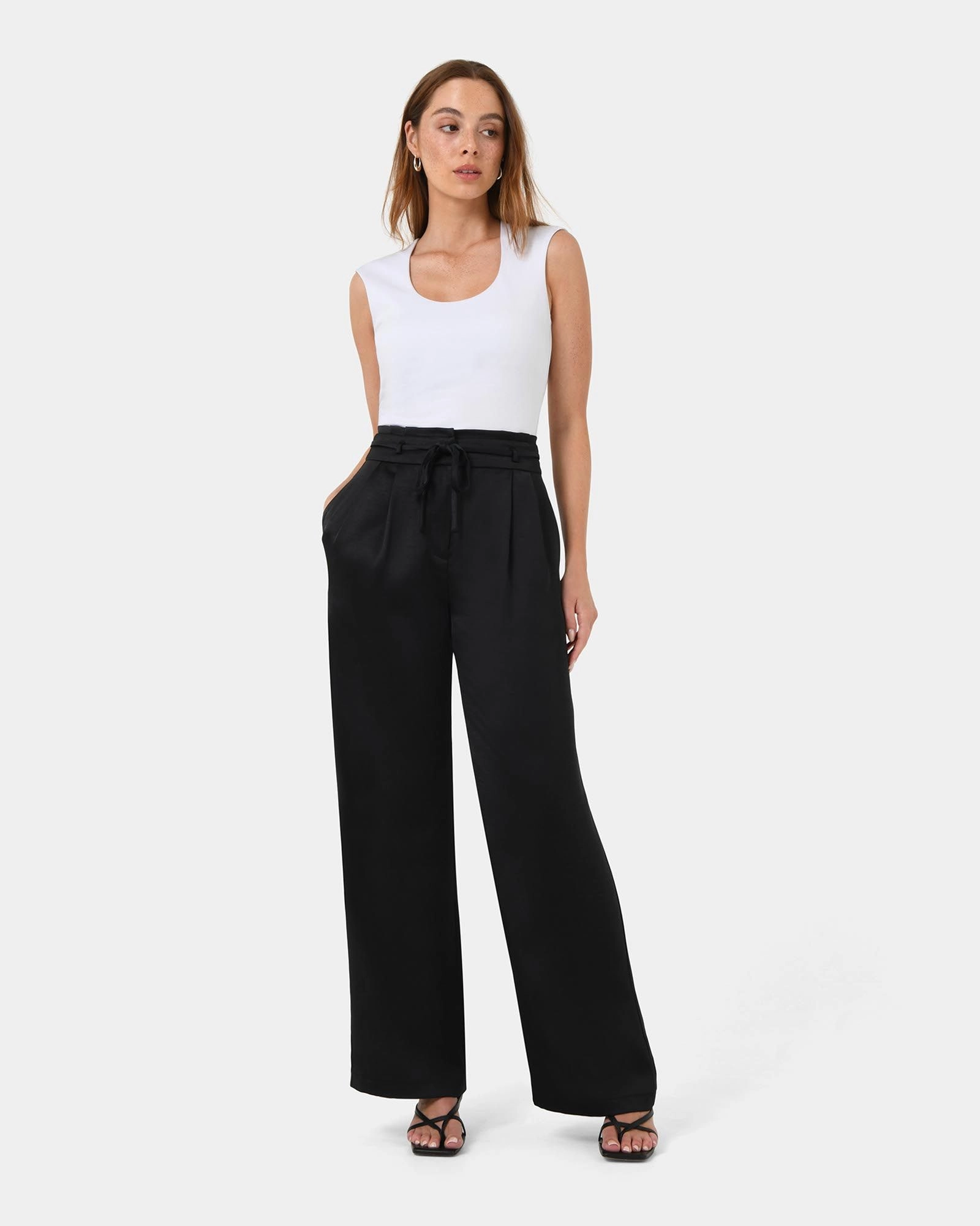 Forcast Clothing - Louisa Wide Leg Satin Pants