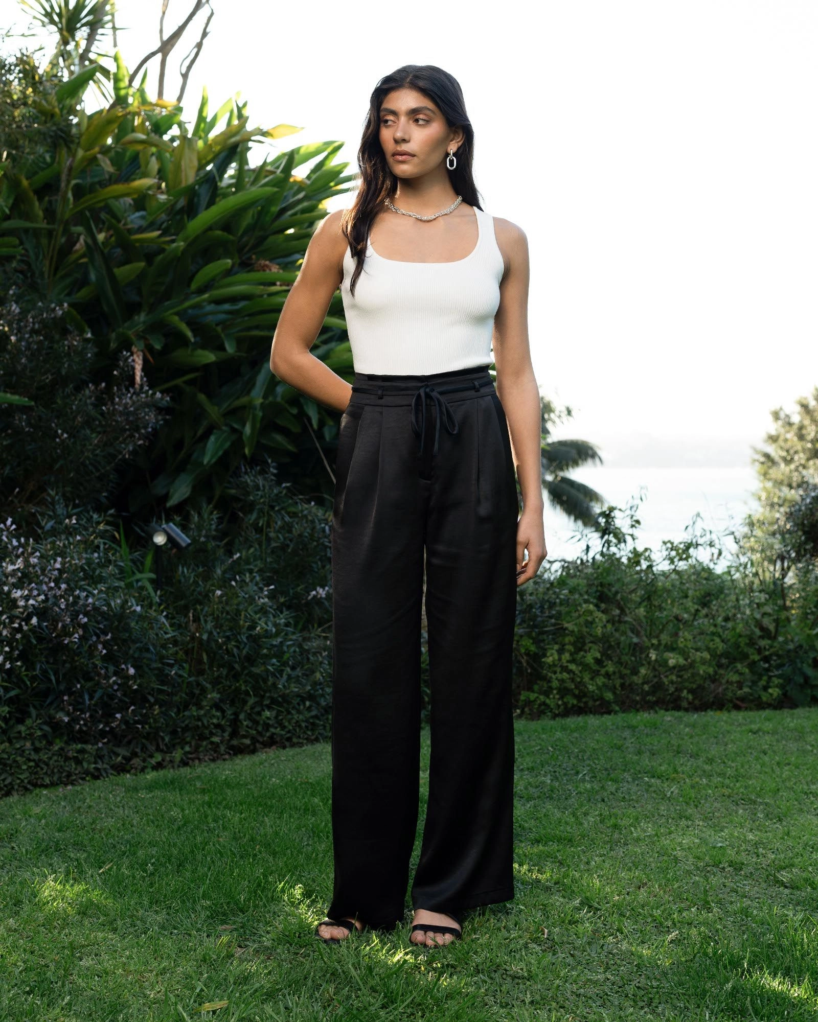 Forcast Clothing - Louisa Wide Leg Satin Pants