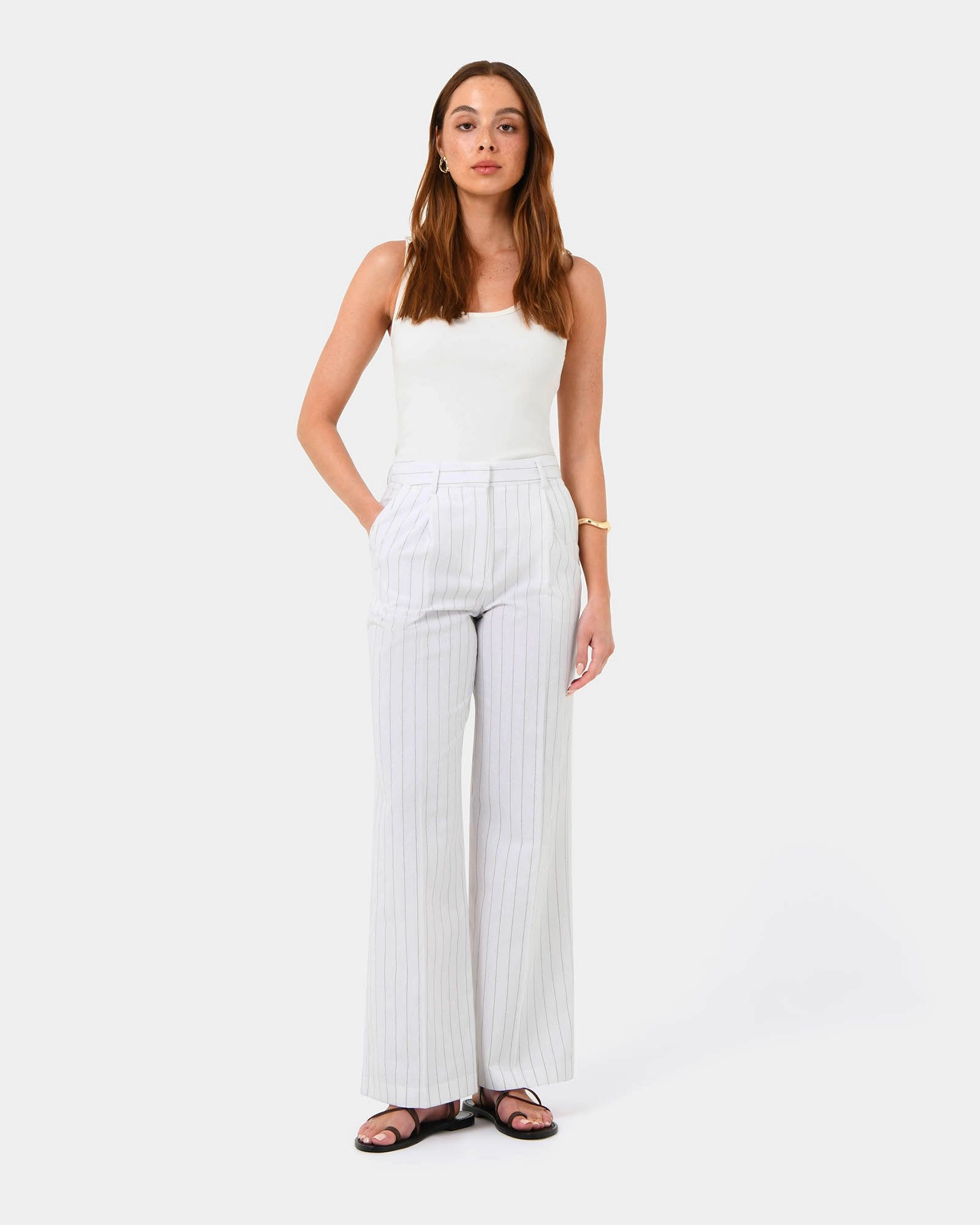Forcast Clothing - Ria Stripe Cotton Blend Pants