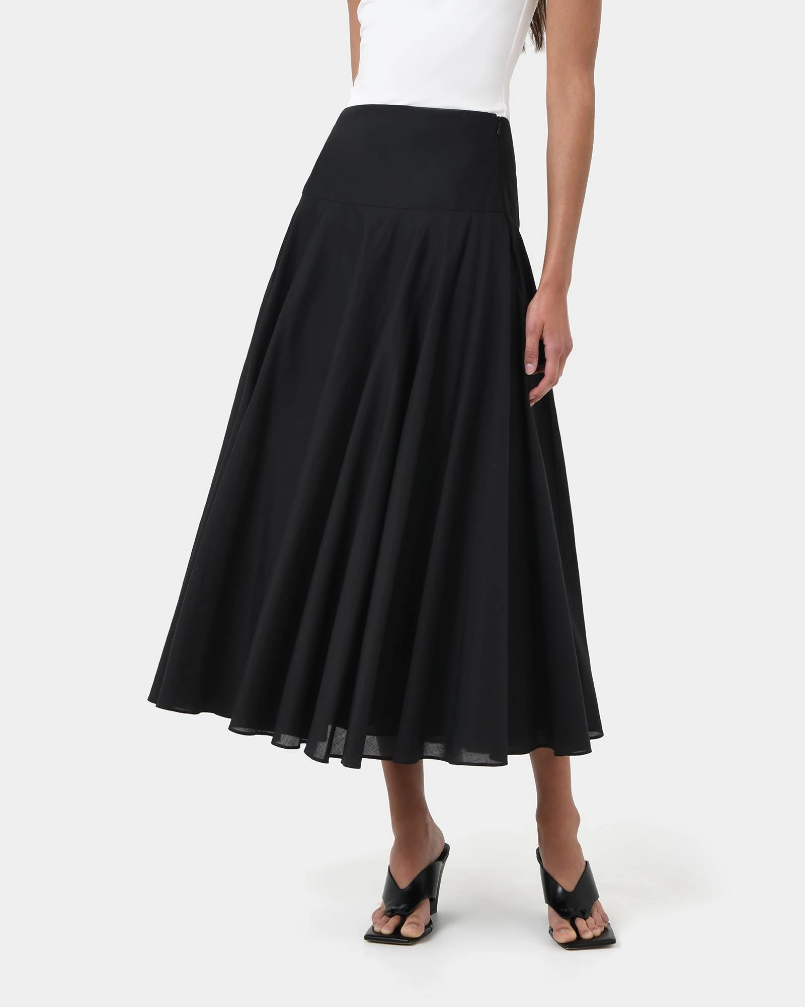 Forcast Clothing - Deb Cotton Midi Full Skirt 