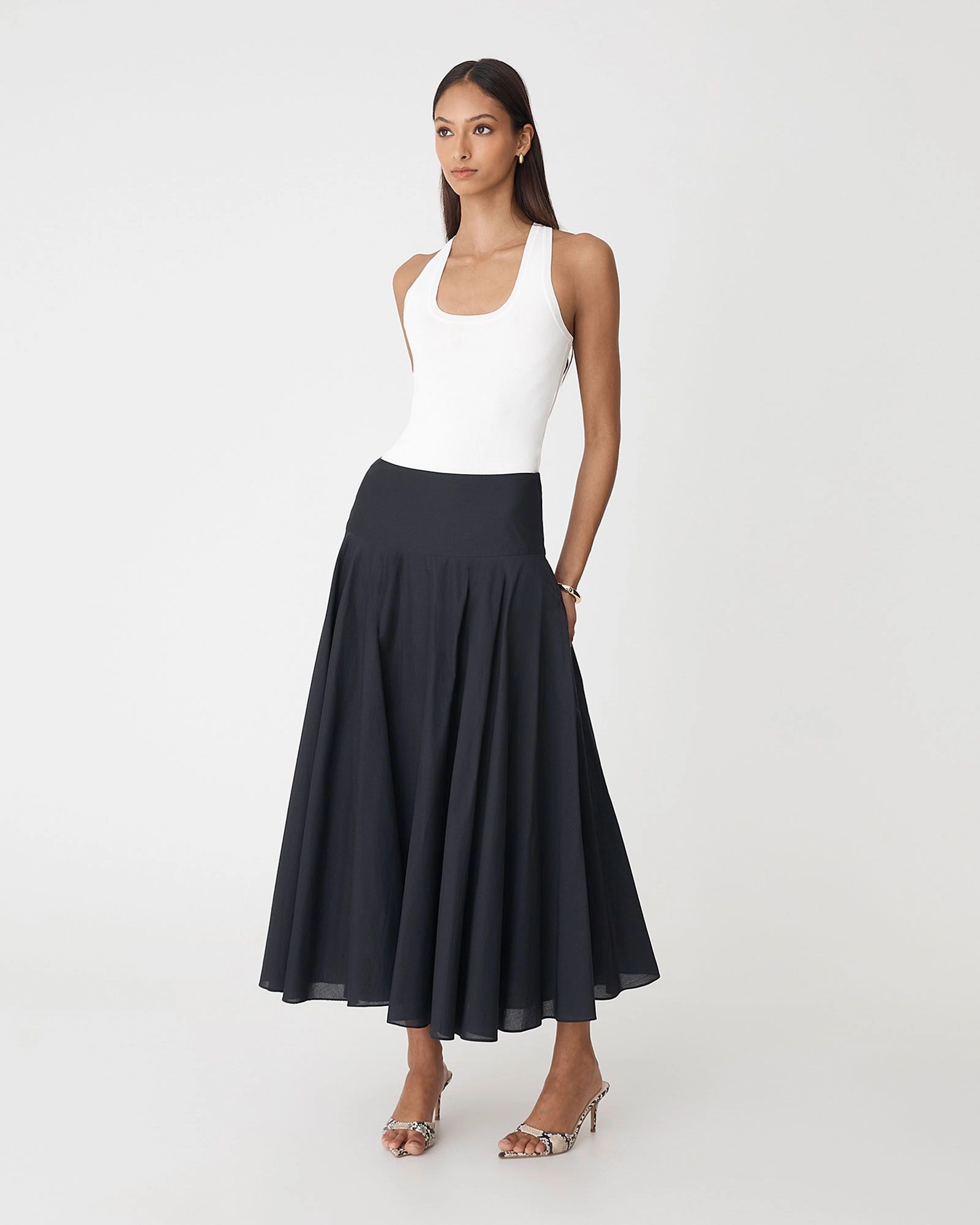 Forcast Clothing - Deb Cotton Midi Full Skirt