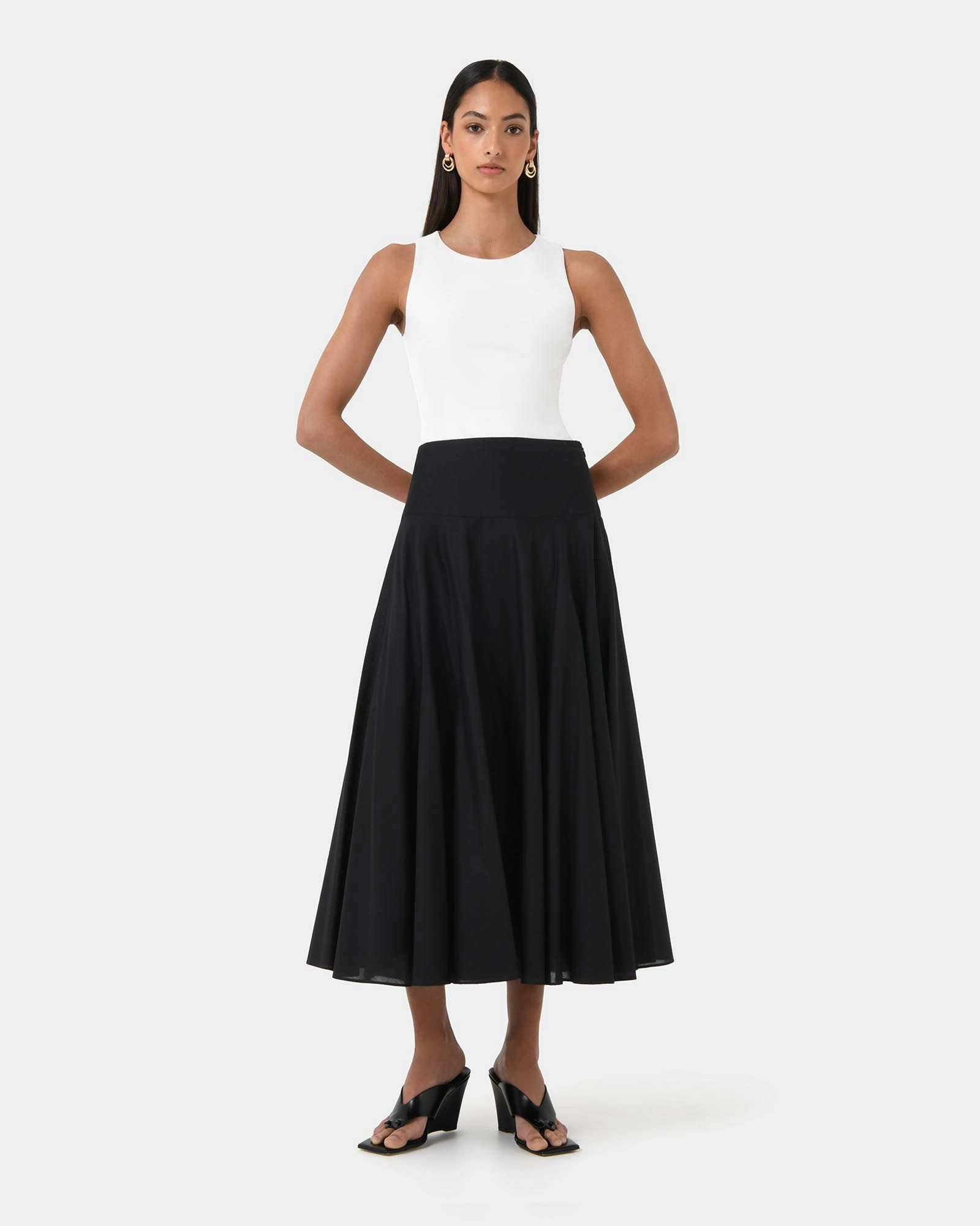 Forcast Clothing - Deb Cotton Midi Full Skirt 