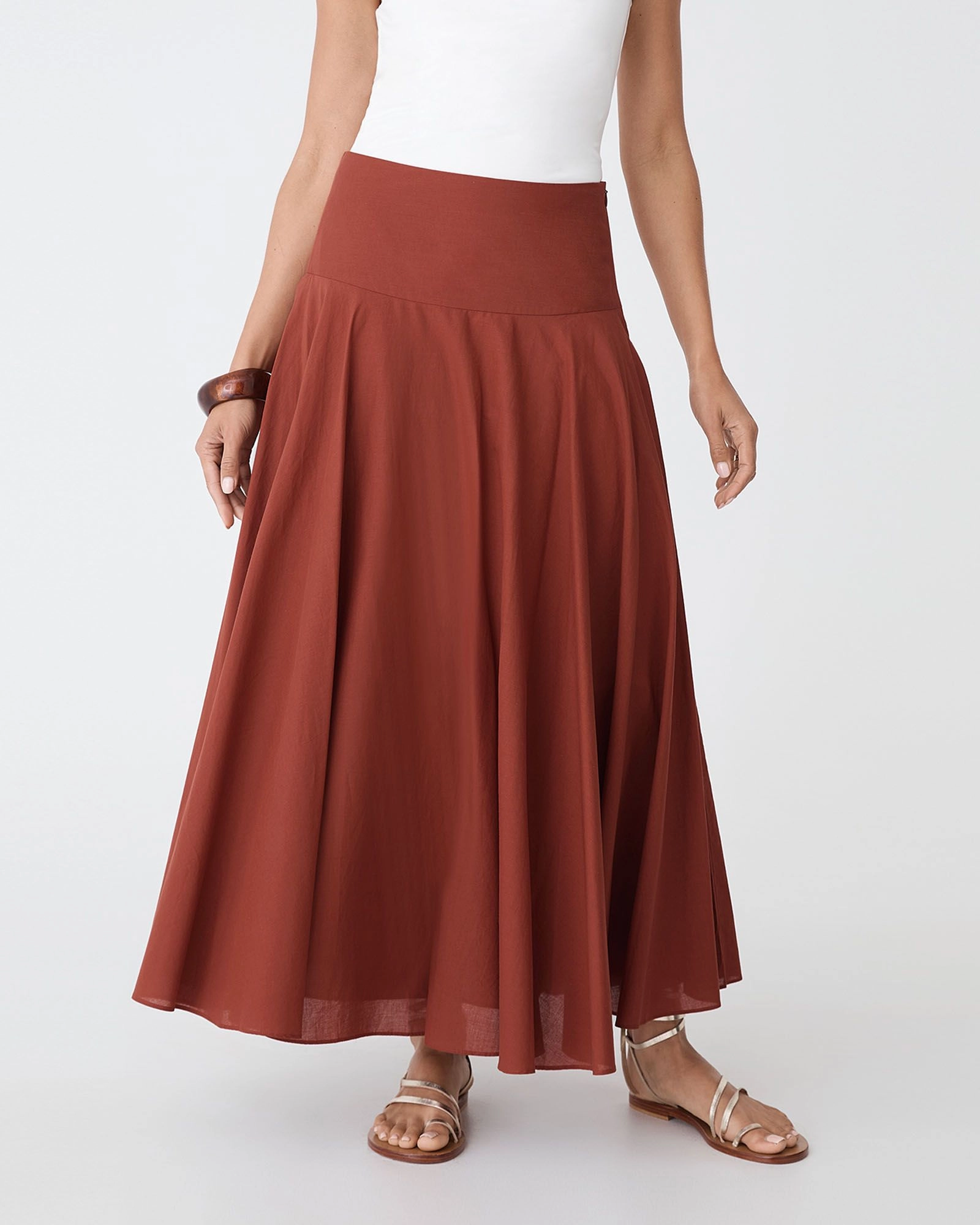 Forcast Clothing - Deb Cotton Midi Full Skirt