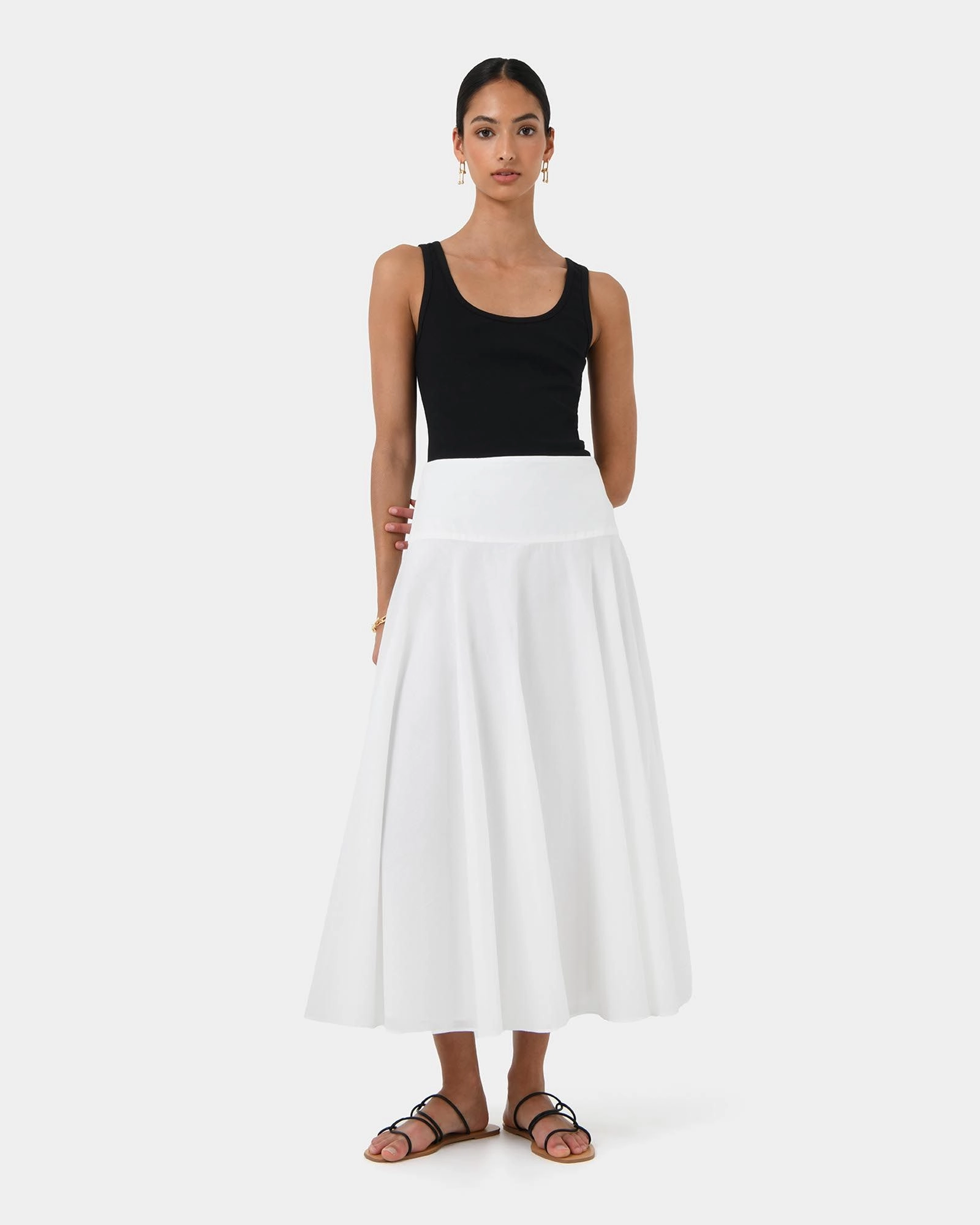 Forcast Clothing - Deb Cotton Midi Full Skirt