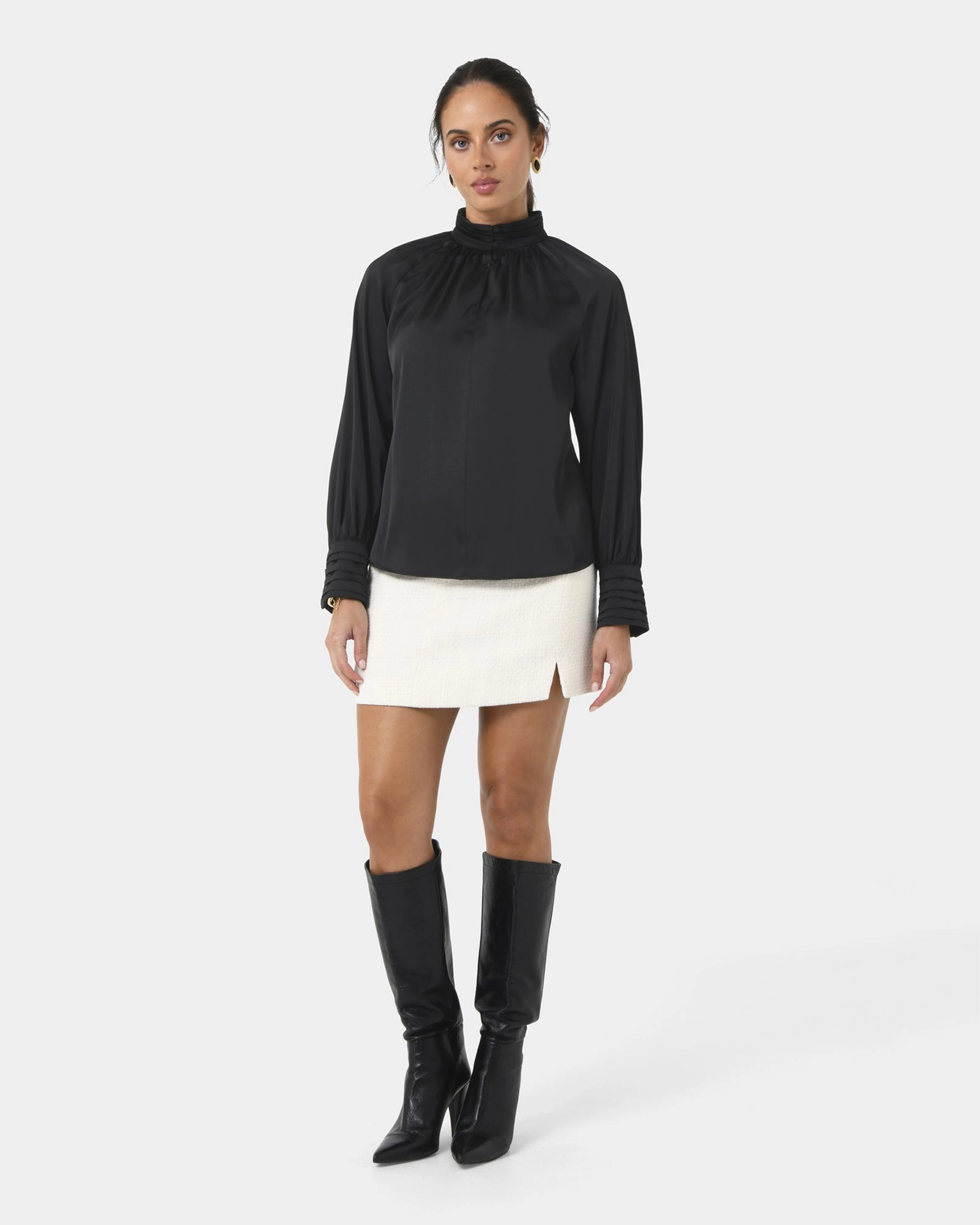 Forcast Clothing - Anna Pleated Satin Blouse