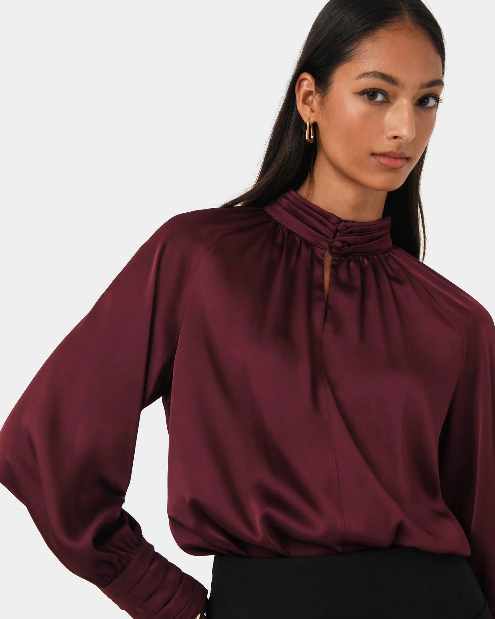 Forcast Clothing - Anna Pleated Satin Blouse