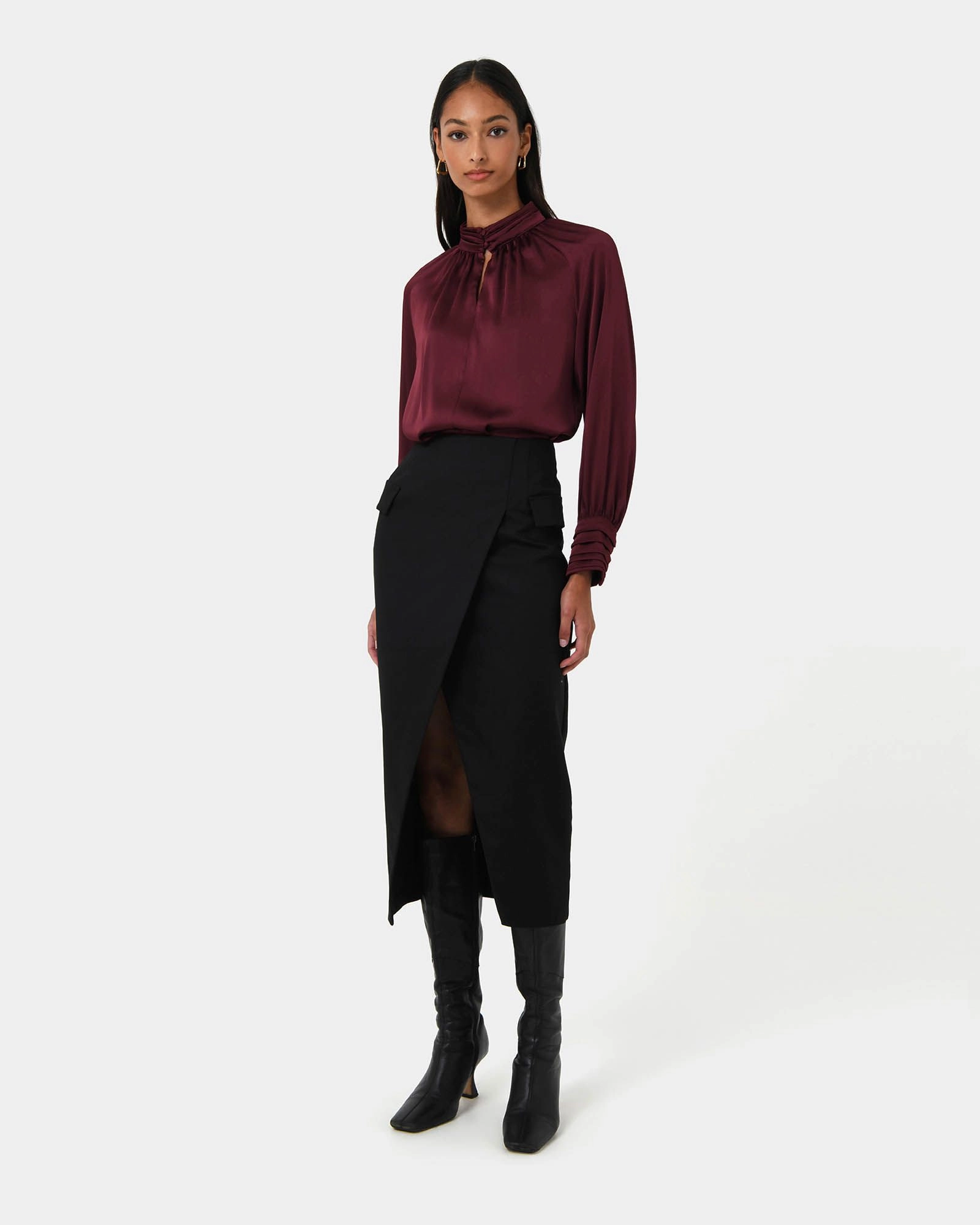 Forcast Clothing - Anna Pleated Satin Blouse