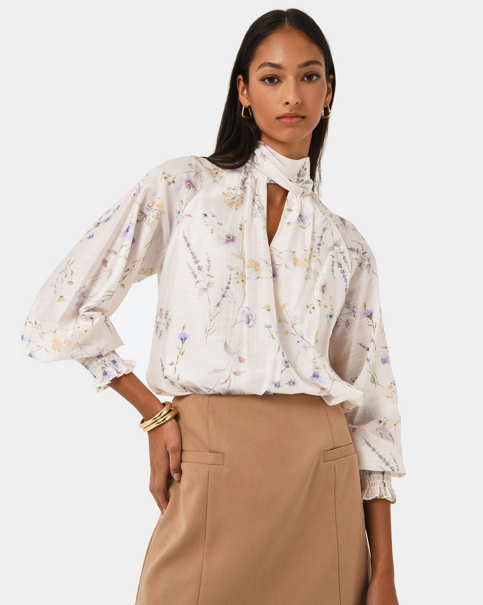 Forcast Clothing - Aurae Floral Tie Blouse