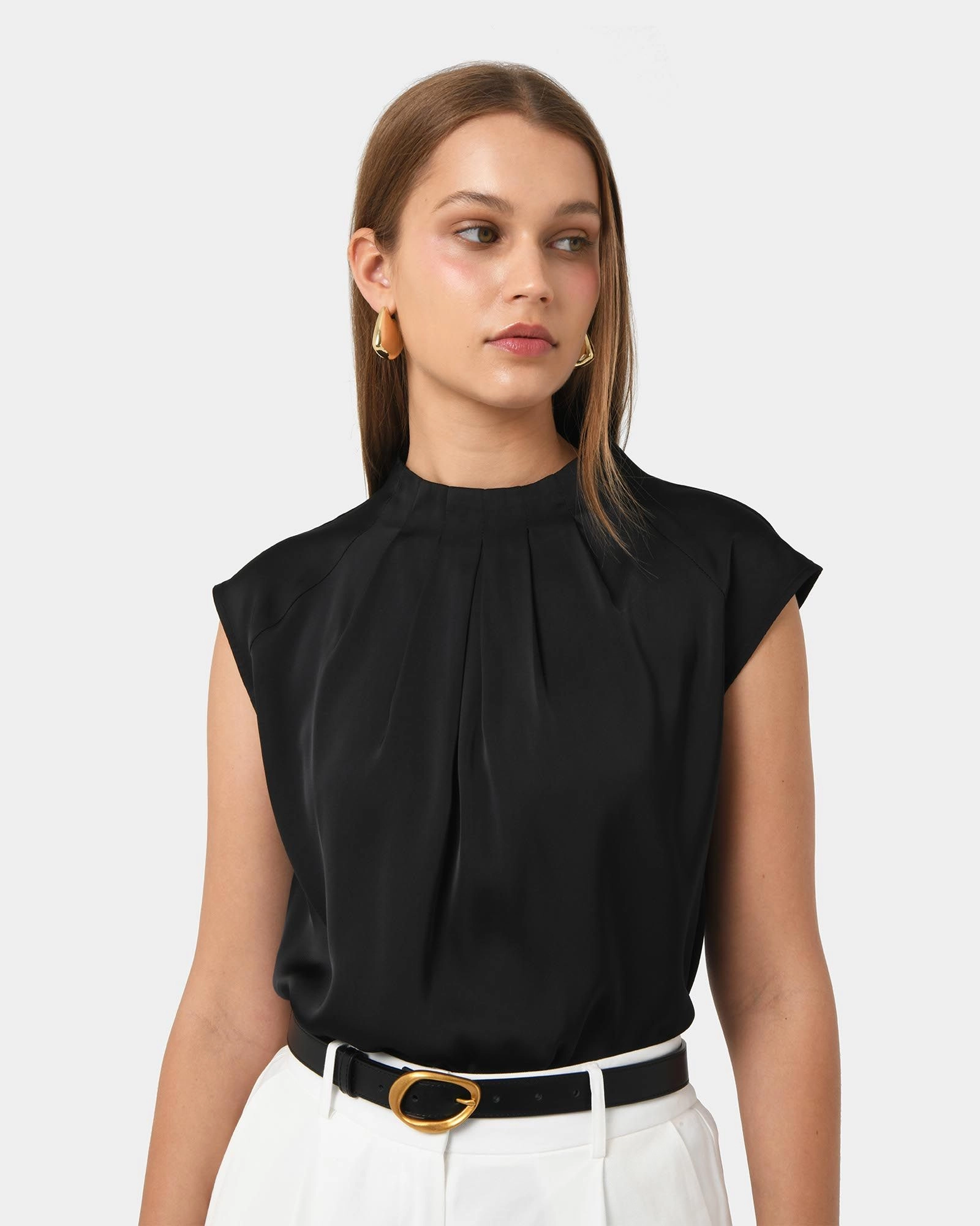 Forcast Clothing - Kiar Pleated Satin Top 