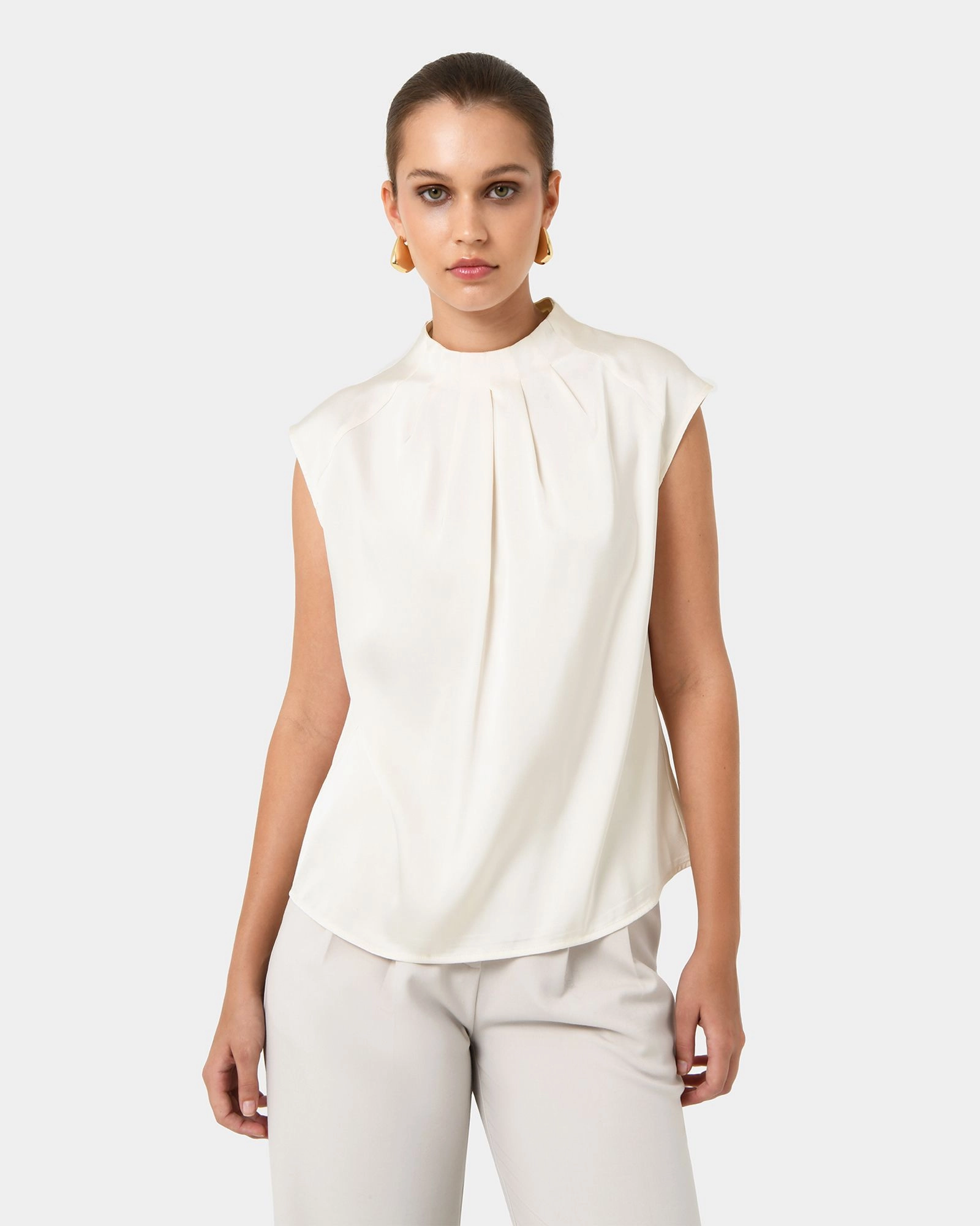 Forcast Clothing - Kiar Pleated Satin Top 