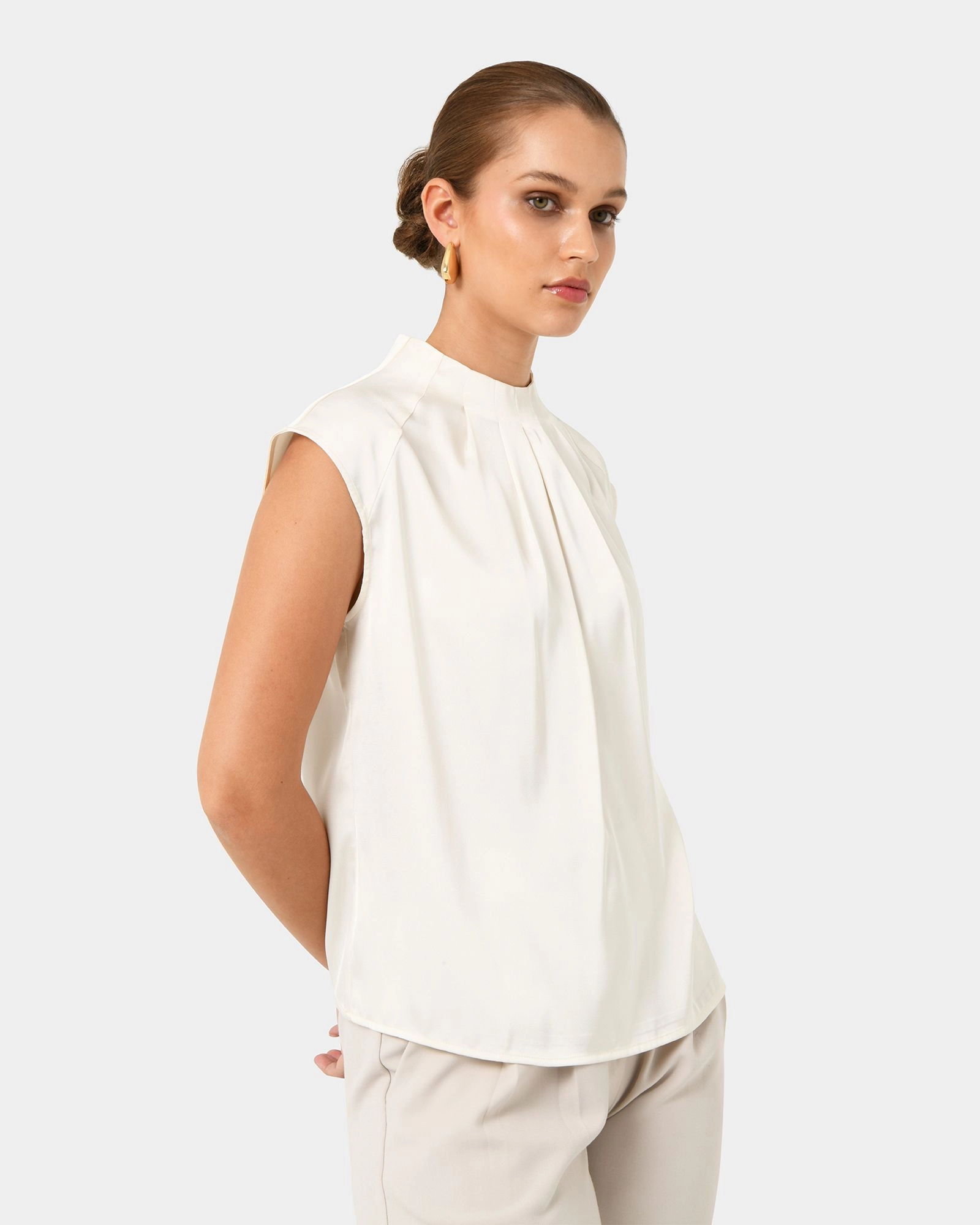 Forcast Clothing - Kiar Pleated Satin Top 