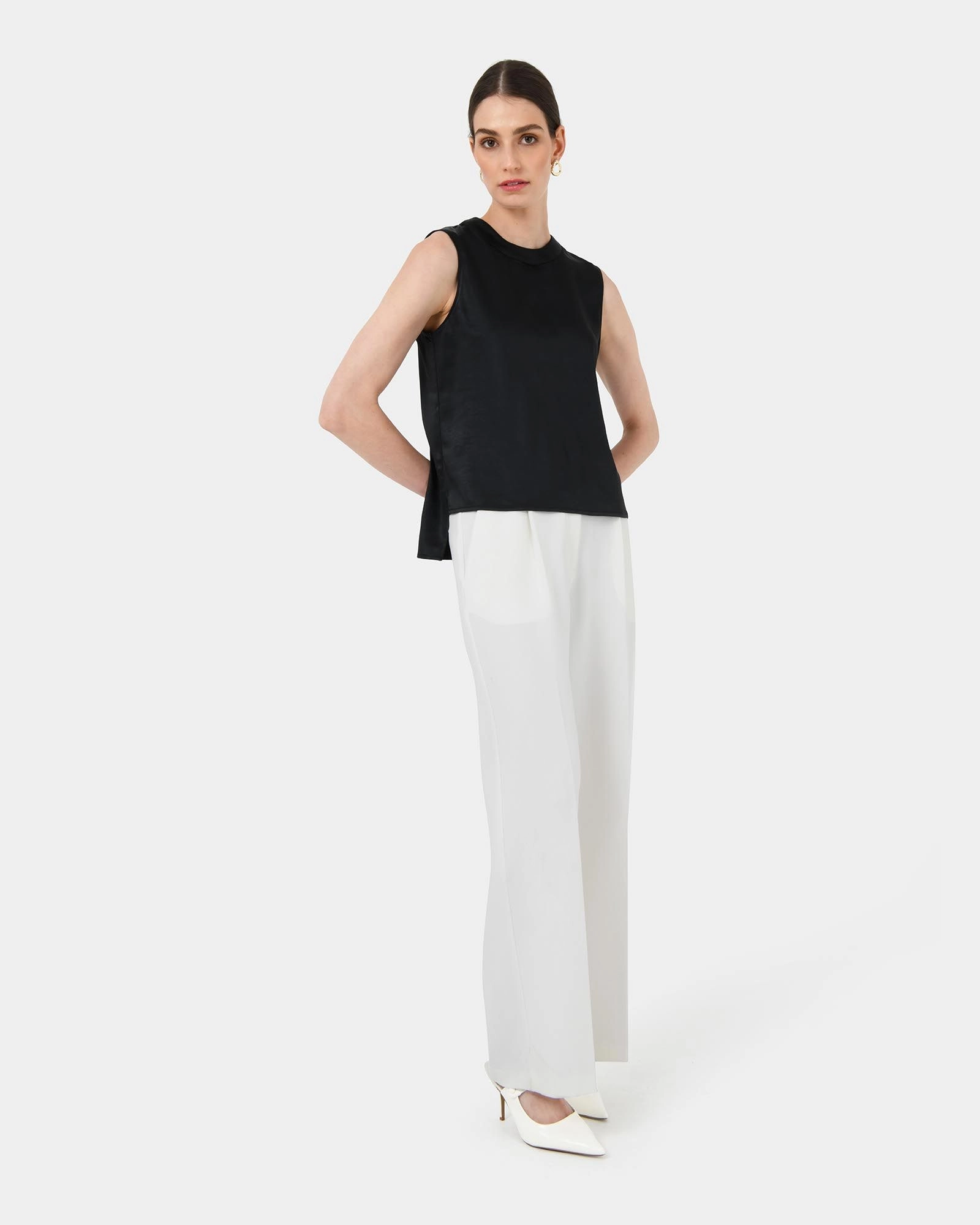 Forcast Clothing - Louisa Round Neck Satin Top