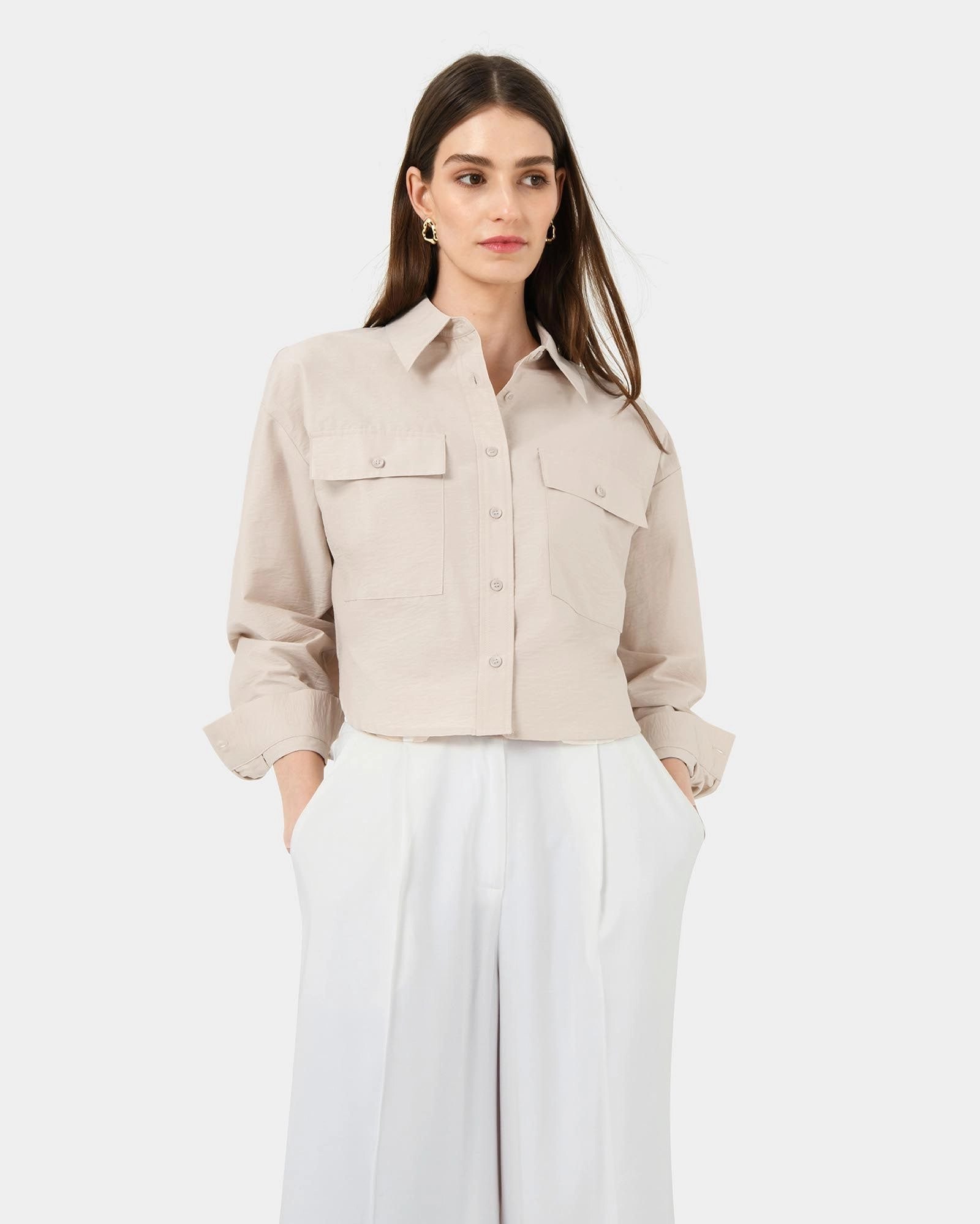 Forcast Clothing - Kyla Crop Pocket Shirt