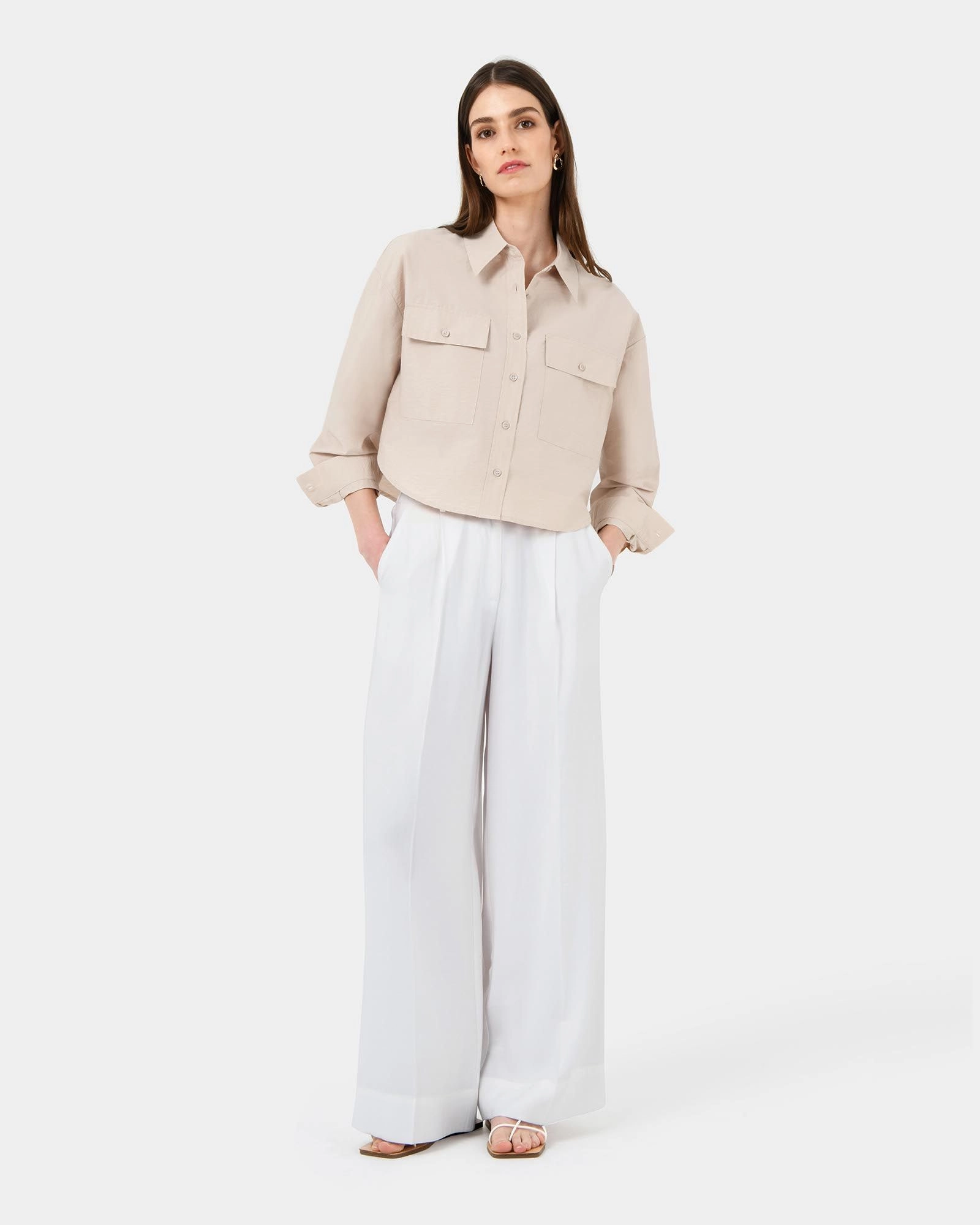 Forcast Clothing - Kyla Crop Pocket Shirt