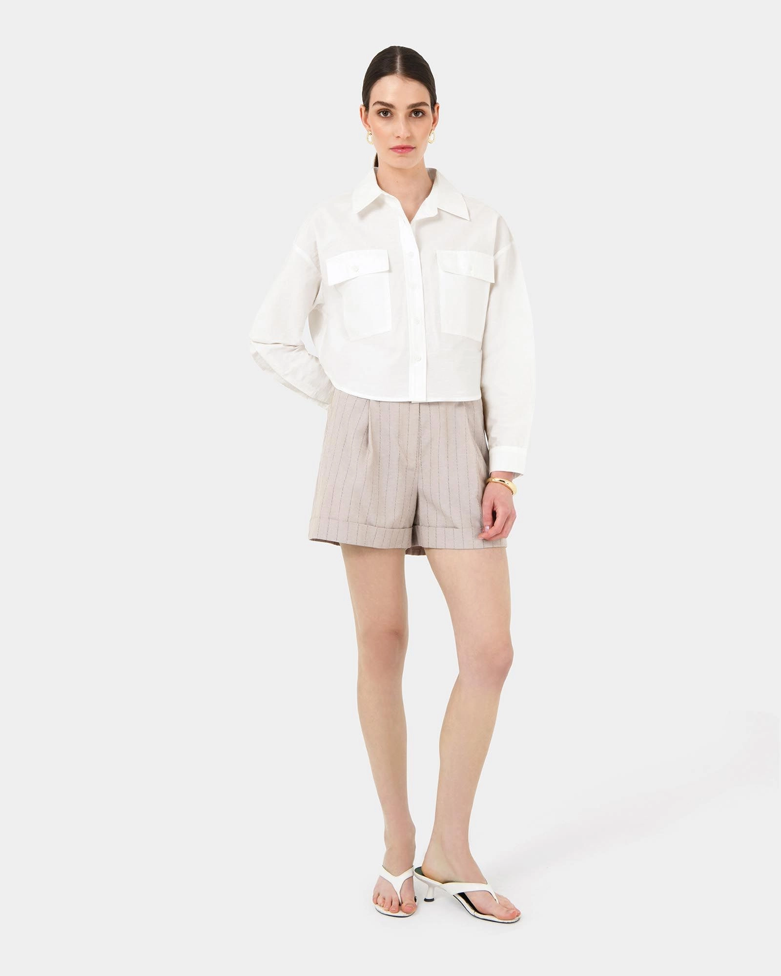 Forcast Clothing - Kyla Crop Pocket Shirt