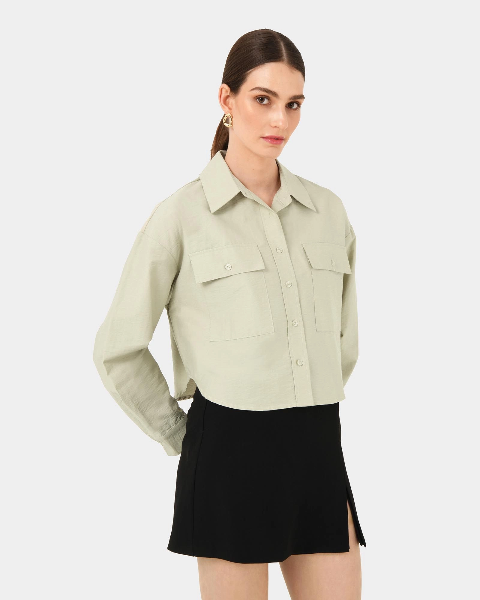 Forcast Clothing - Kyla Crop Pocket Shirt