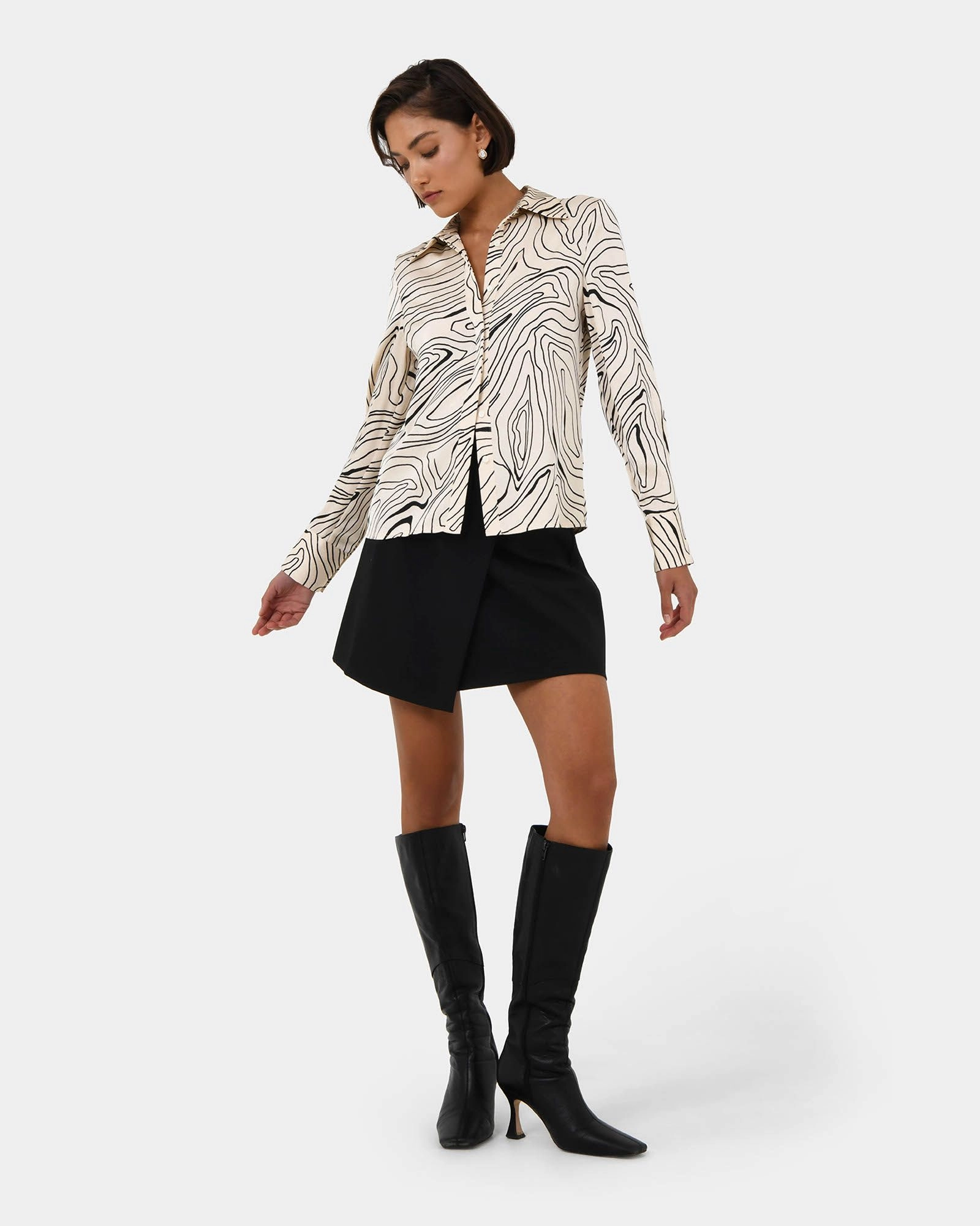 Forcast Clothing - Kelly Printed Satin Shirt