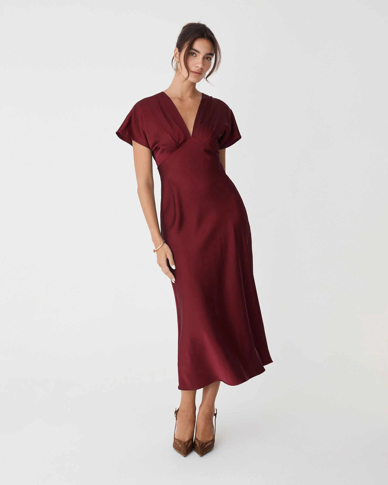 Forcast Clothing - Catalina V-Neck Satin Dress