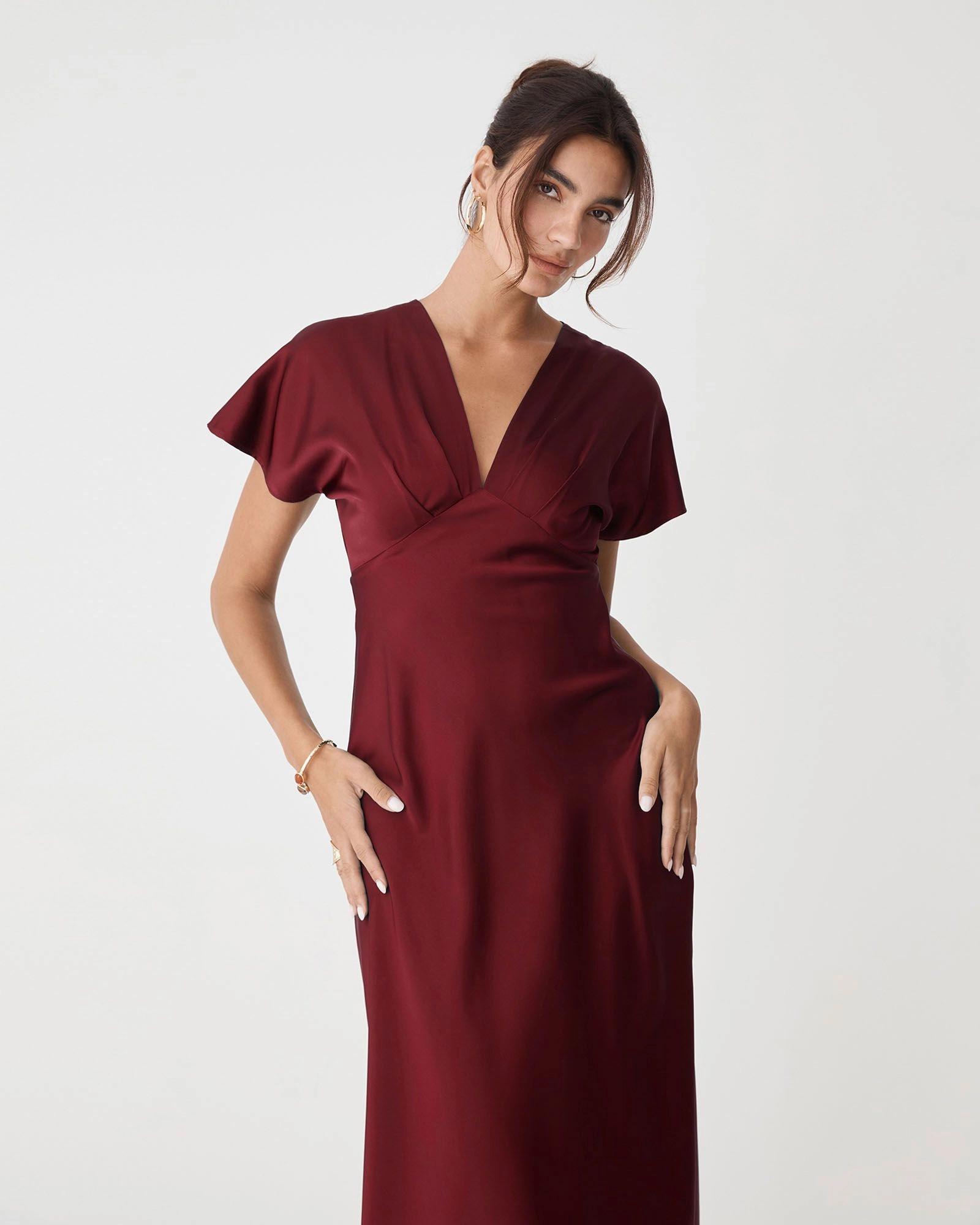 Forcast Clothing - Catalina V-Neck Satin Dress