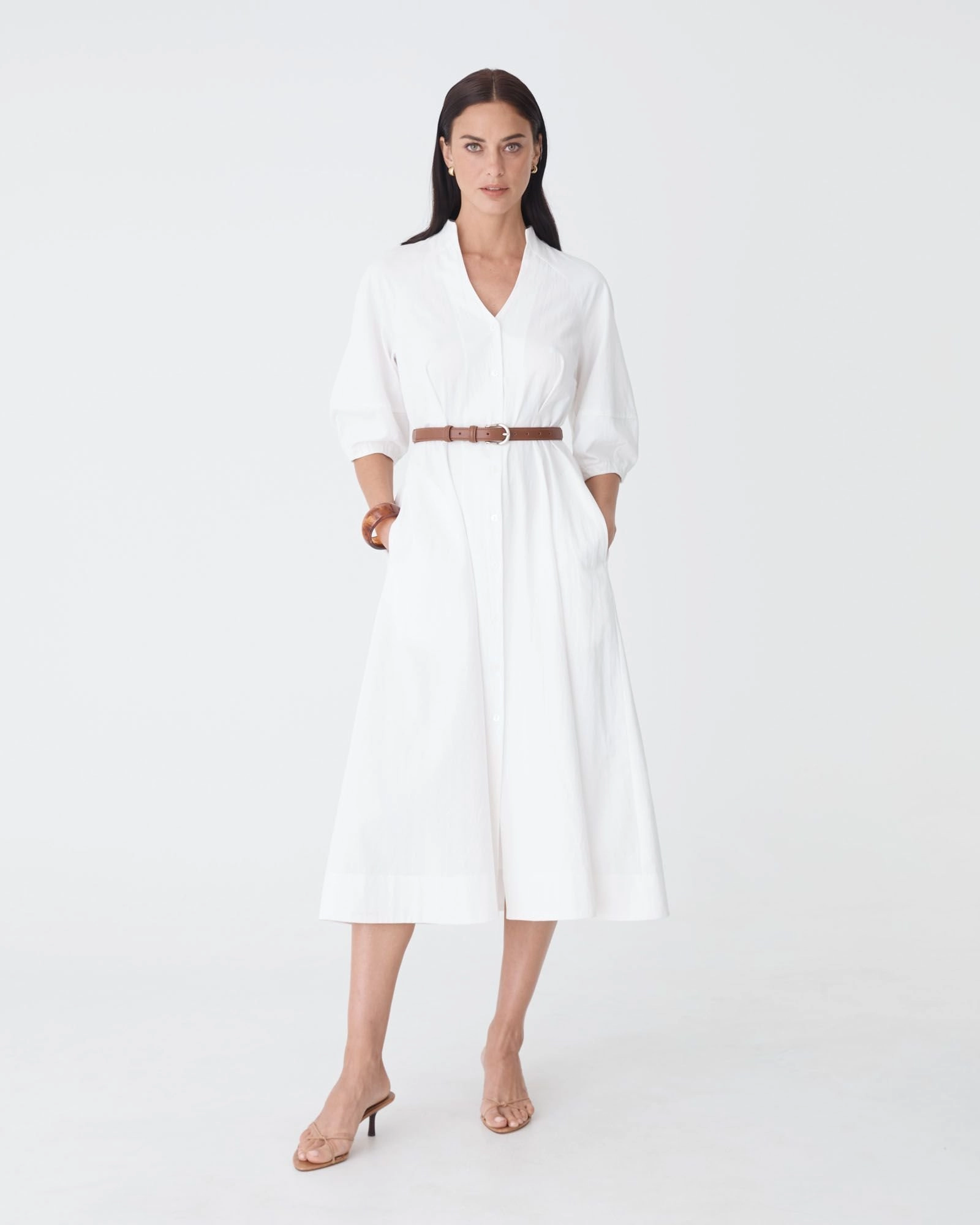 Forcast Clothing - Lyn Lantern Sleeve Shirt Dress