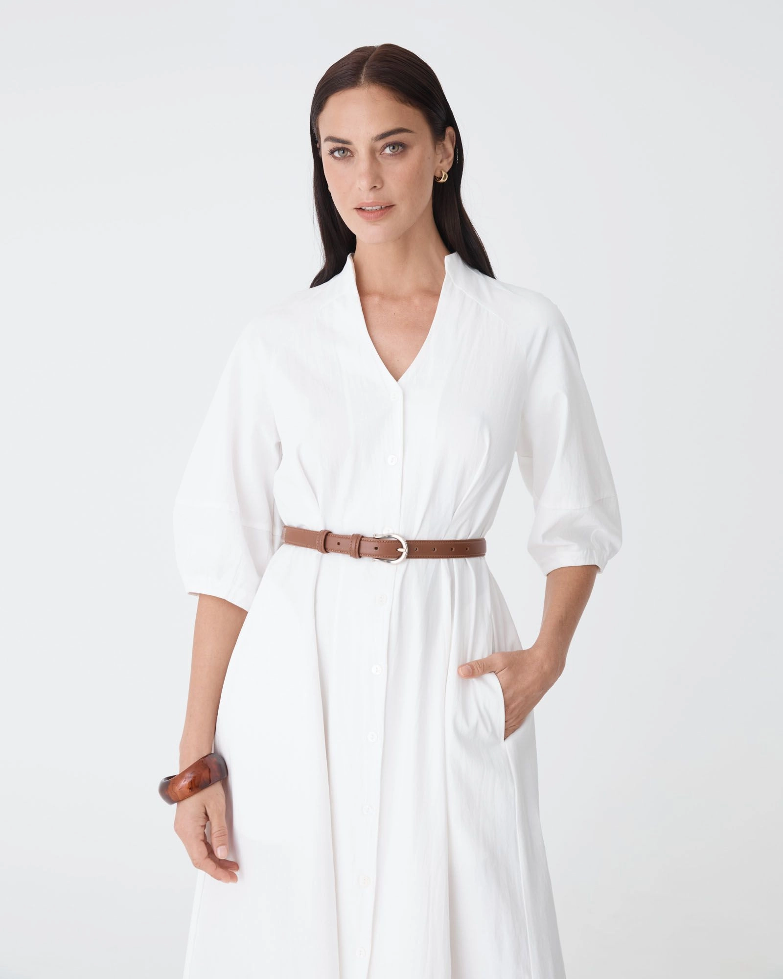 Forcast Clothing - Lyn Lantern Sleeve Shirt Dress