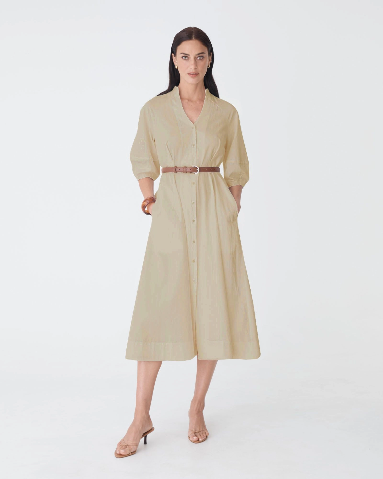 Forcast Clothing - Lyn Lantern Sleeve Shirt Dress