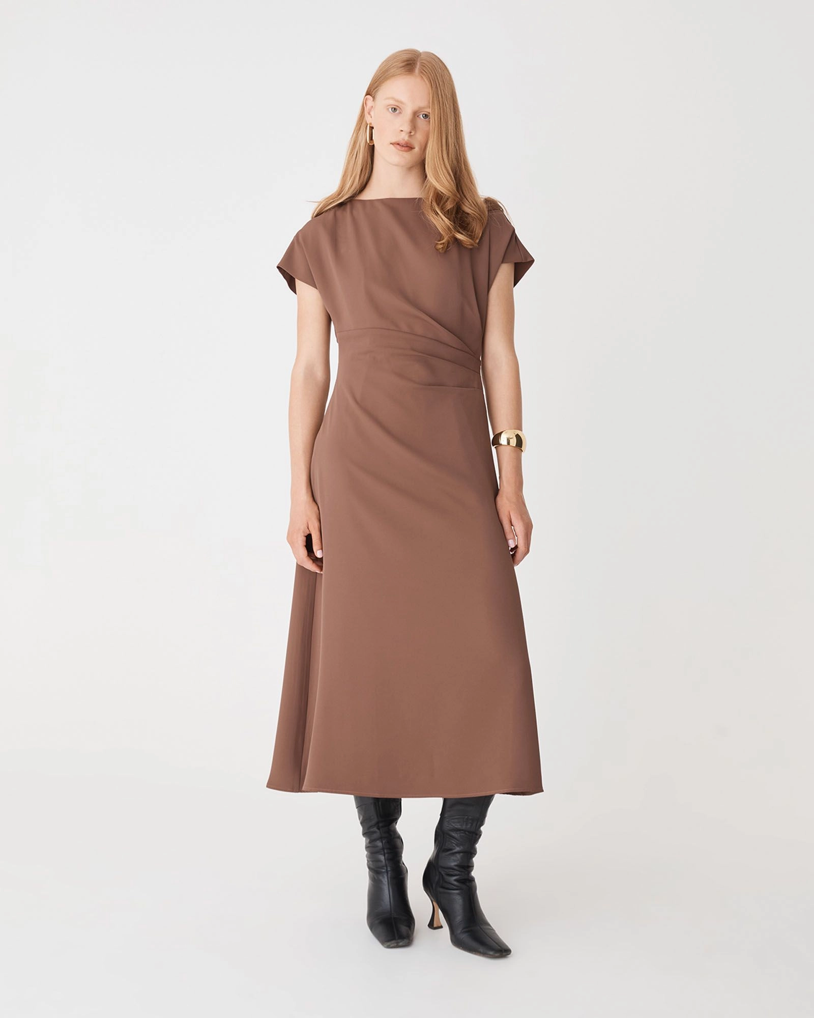 Forcast Clothing - Bianca Side Pleat Midi Dress