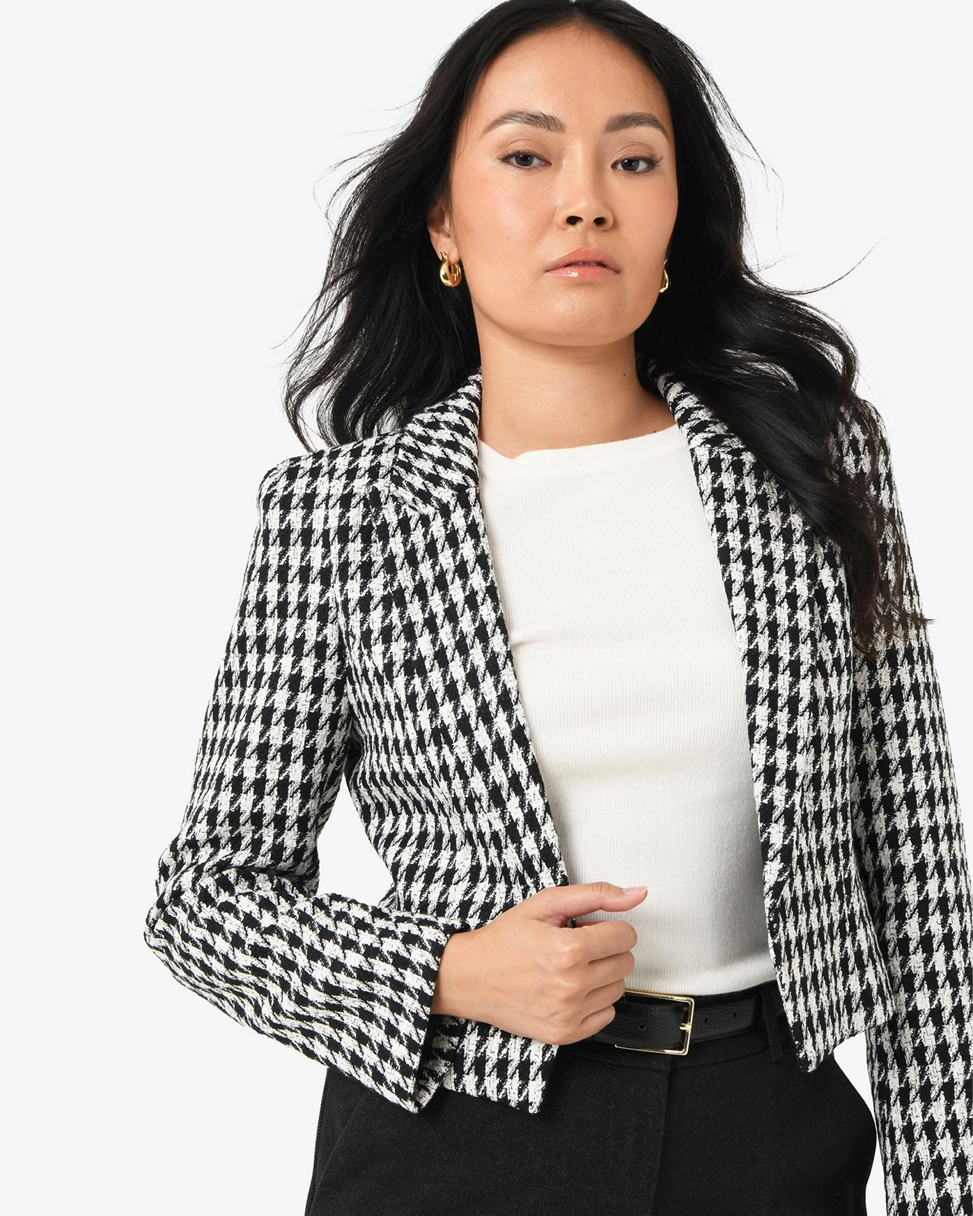 Forcast Clothing - Bennet Houndstooth Crop Blazer