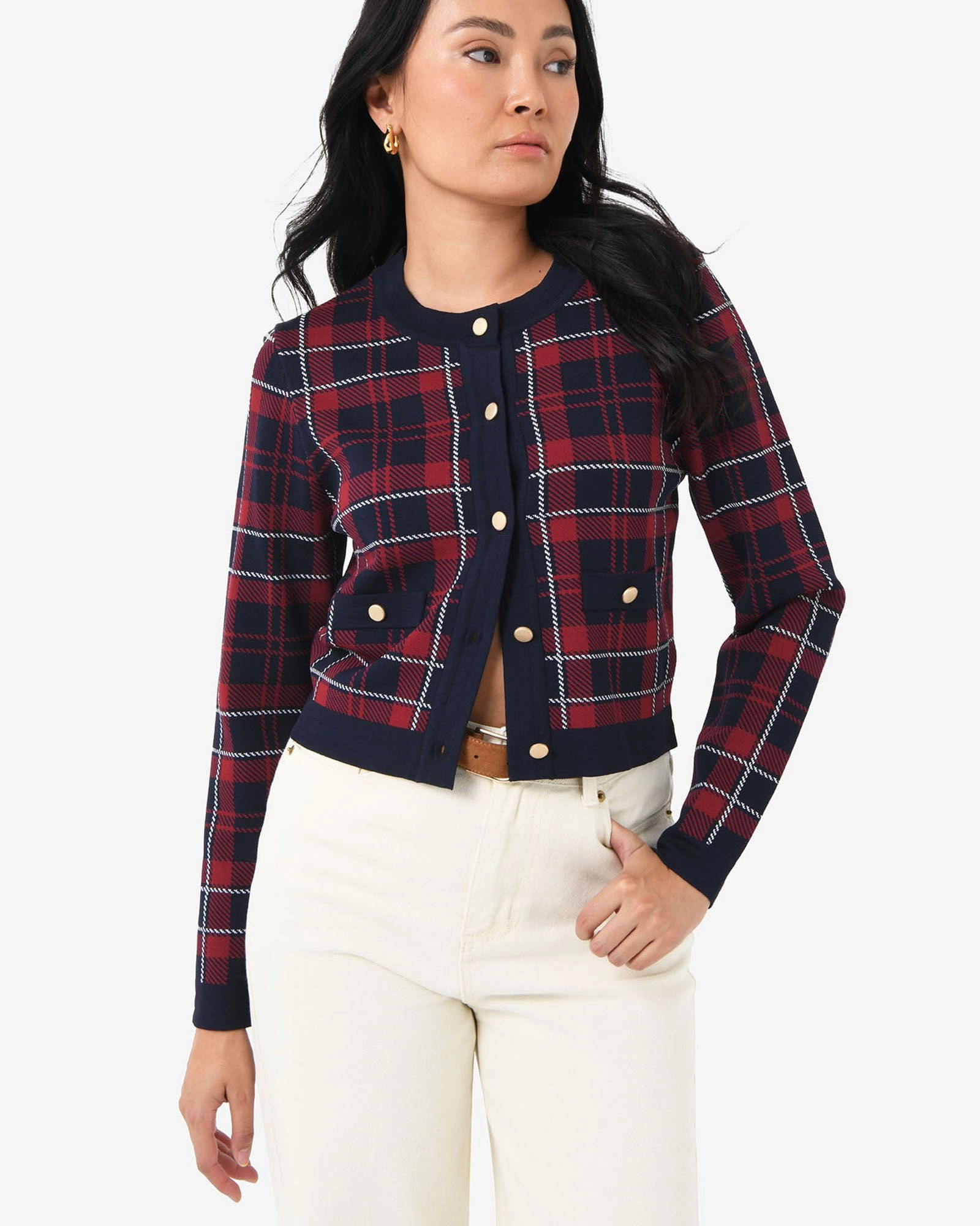 Forcast Clothing - Siane Check Knit Cardigan