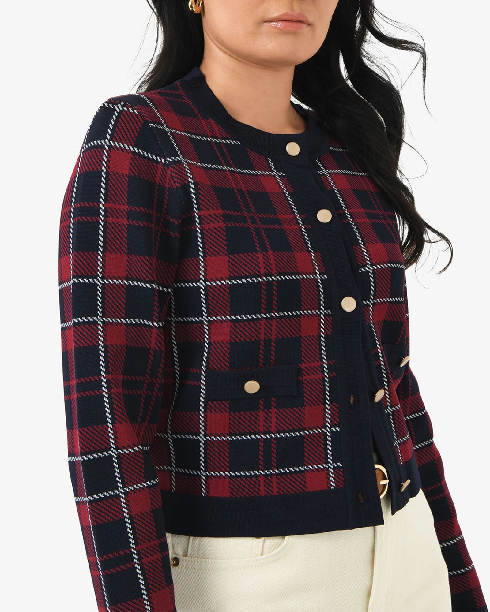 Forcast Clothing - Siane Check Knit Cardigan