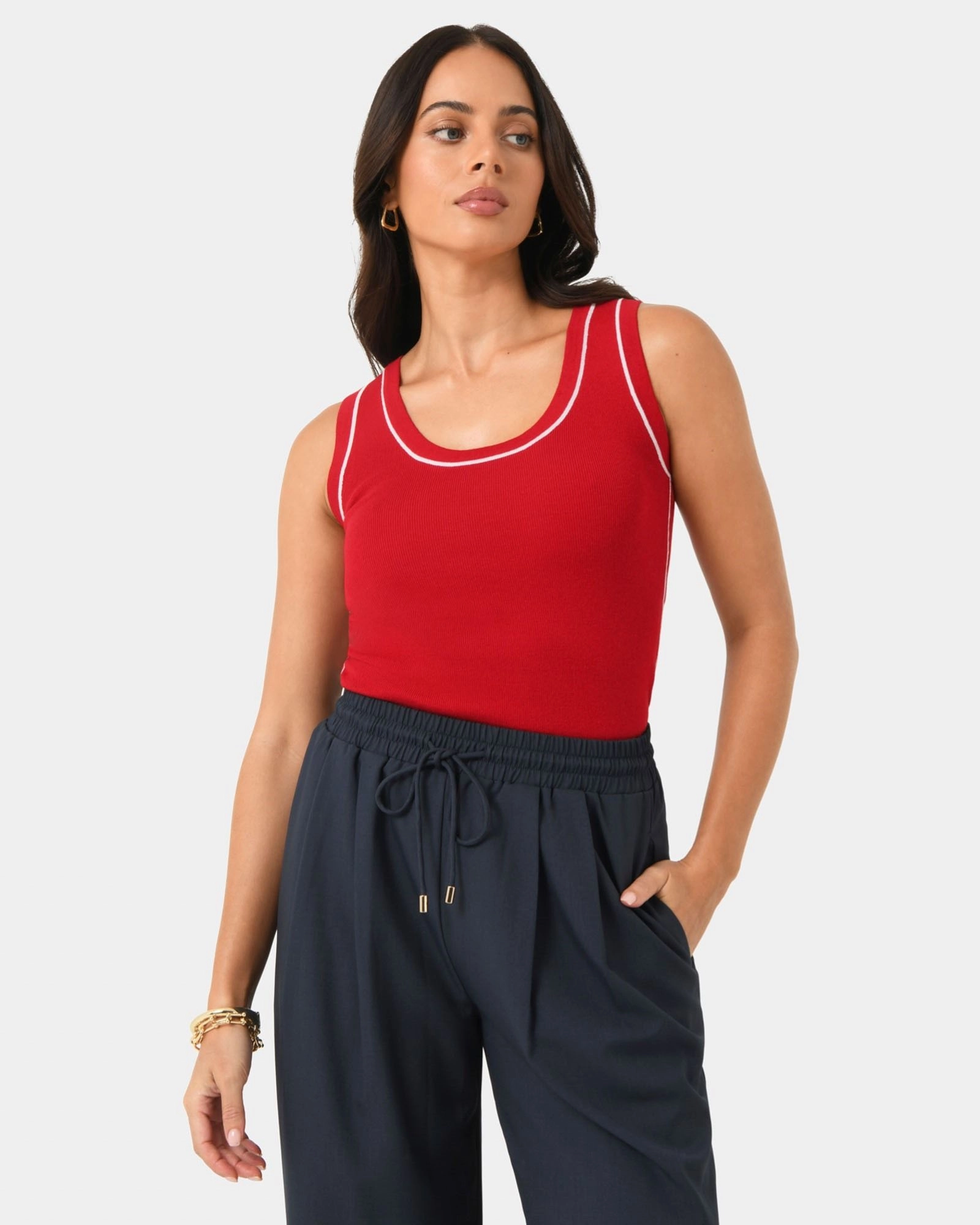 Forcast Clothing - Gloria Contrast Knit Top