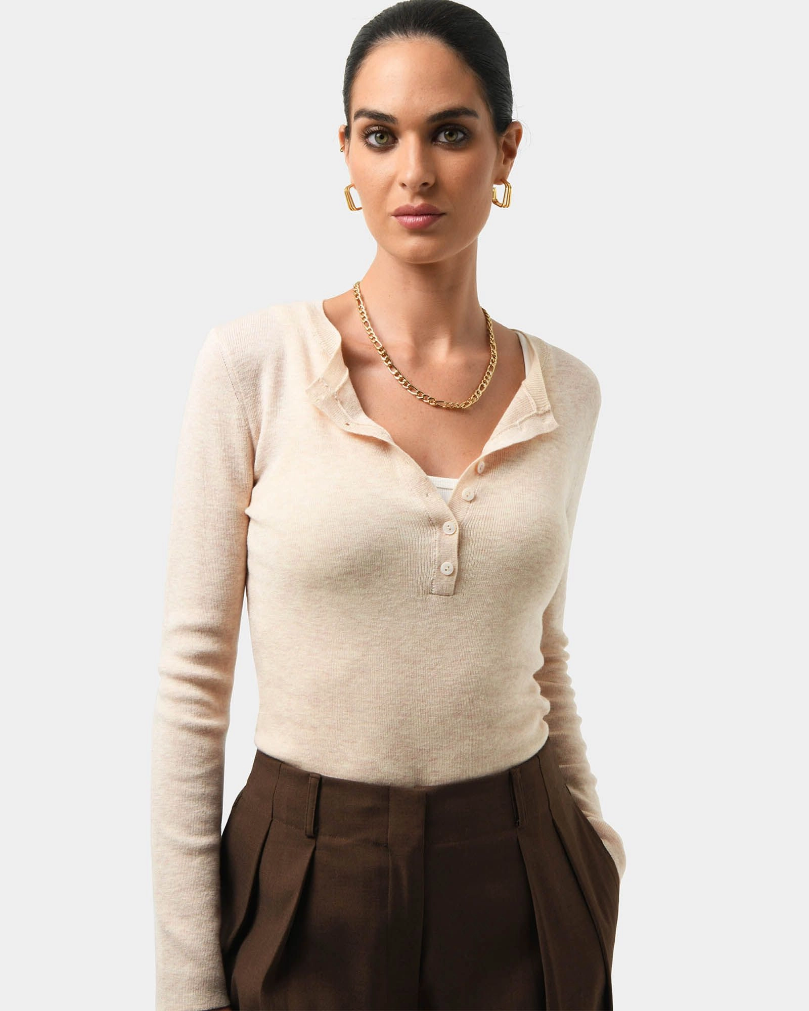 Forcast Clothing - Henley Merino Button Up Knit