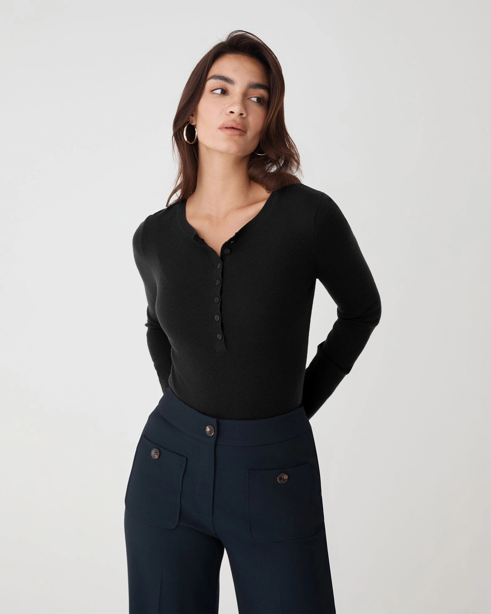 Forcast Clothing - Henley Merino Button Up Knit