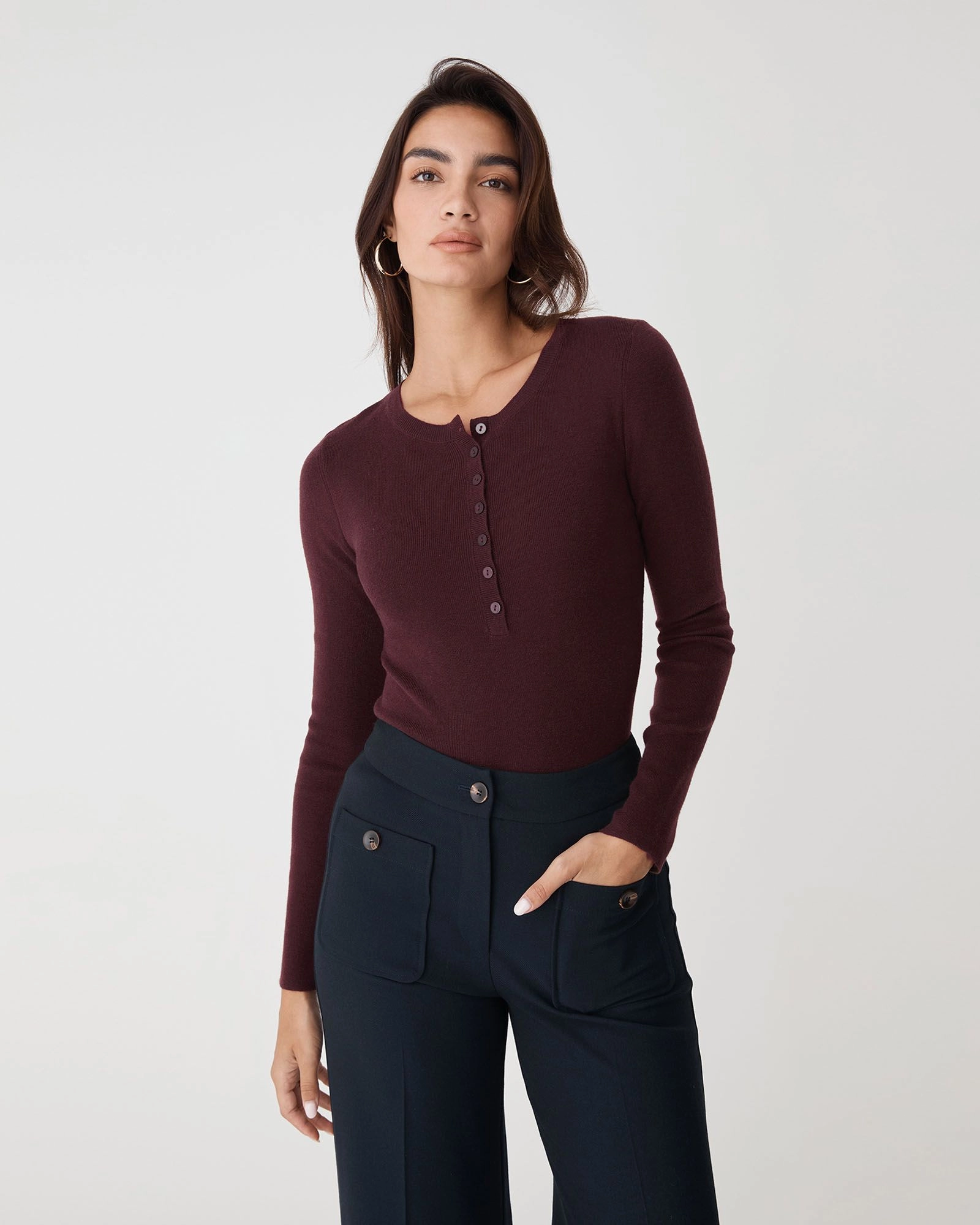 Forcast Clothing - Henley Merino Button Up Knit