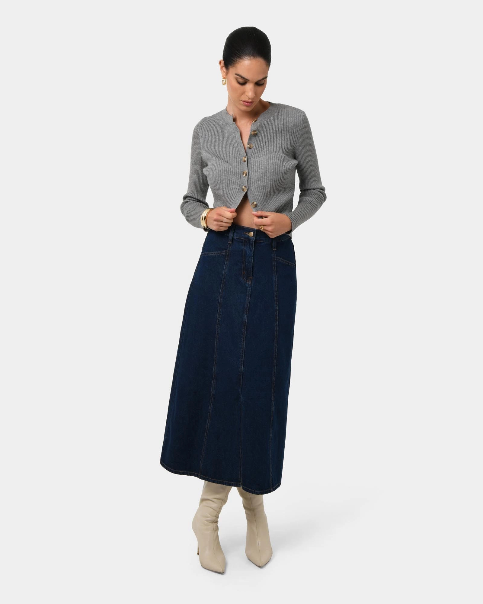 Forcast Clothing - Abaya Button Crop Knit