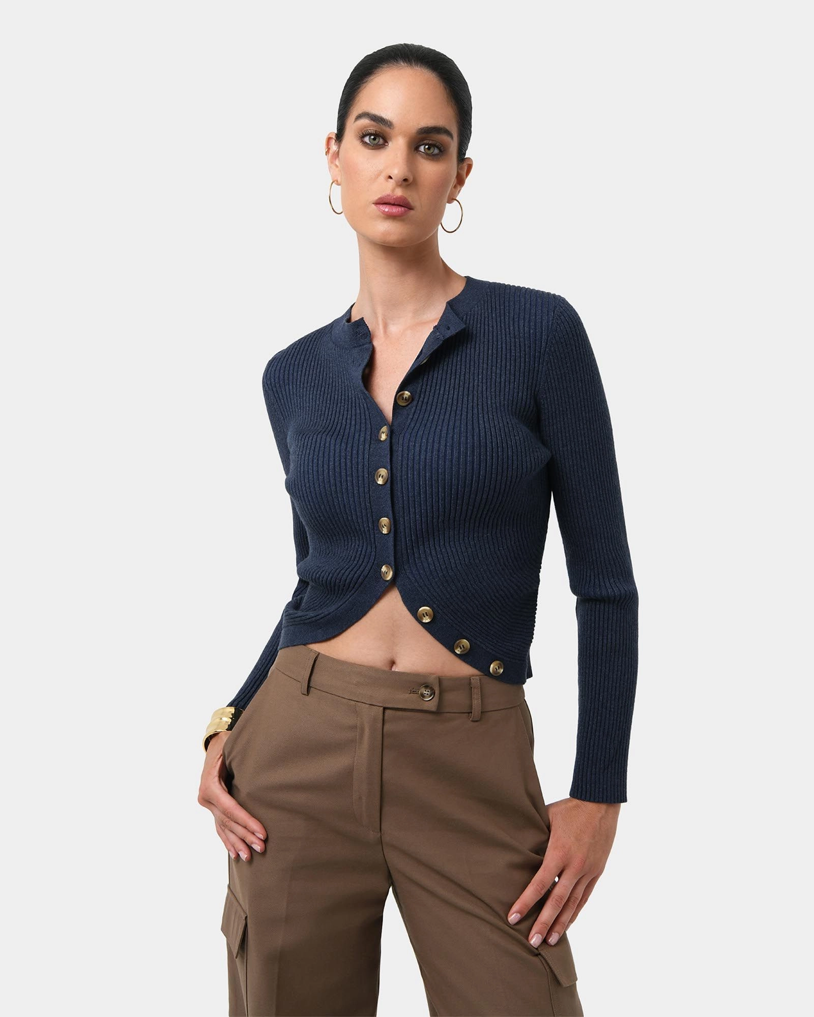 Forcast Clothing - Abaya Button Crop Knit