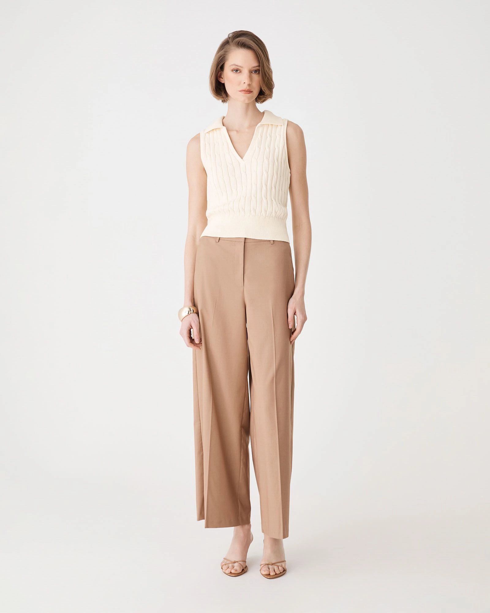 Forcast Clothing - Erin Collared Cable Knit Top