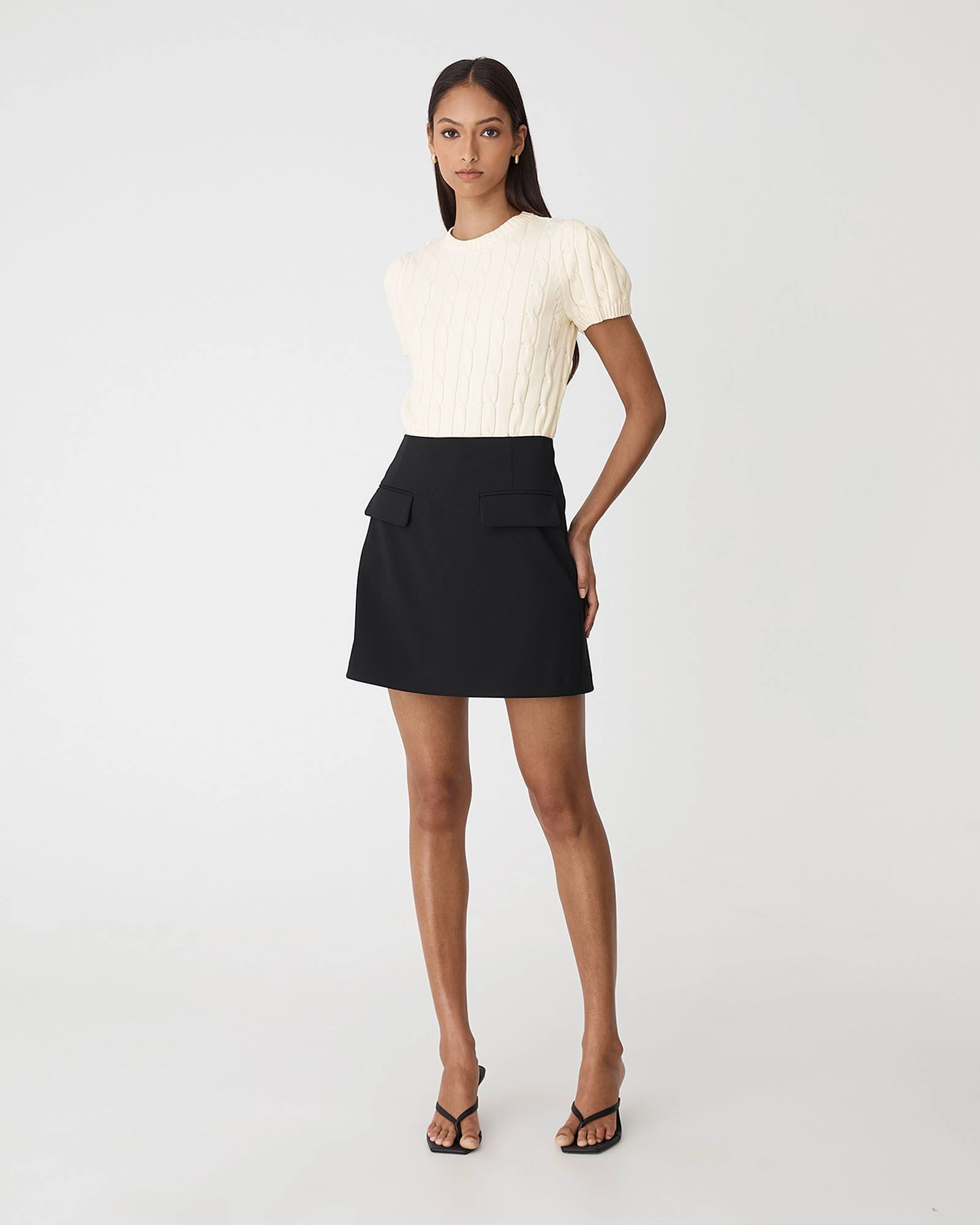 Forcast Clothing - Berry Puff Sleeve Cable Knit