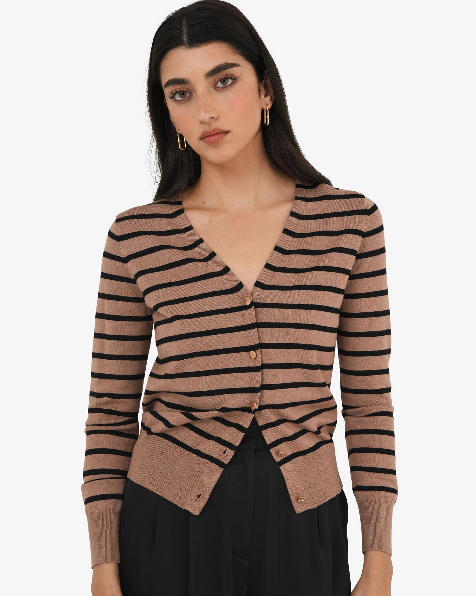 Forcast Clothing - Arabell V-Neck Stripe Cardigan